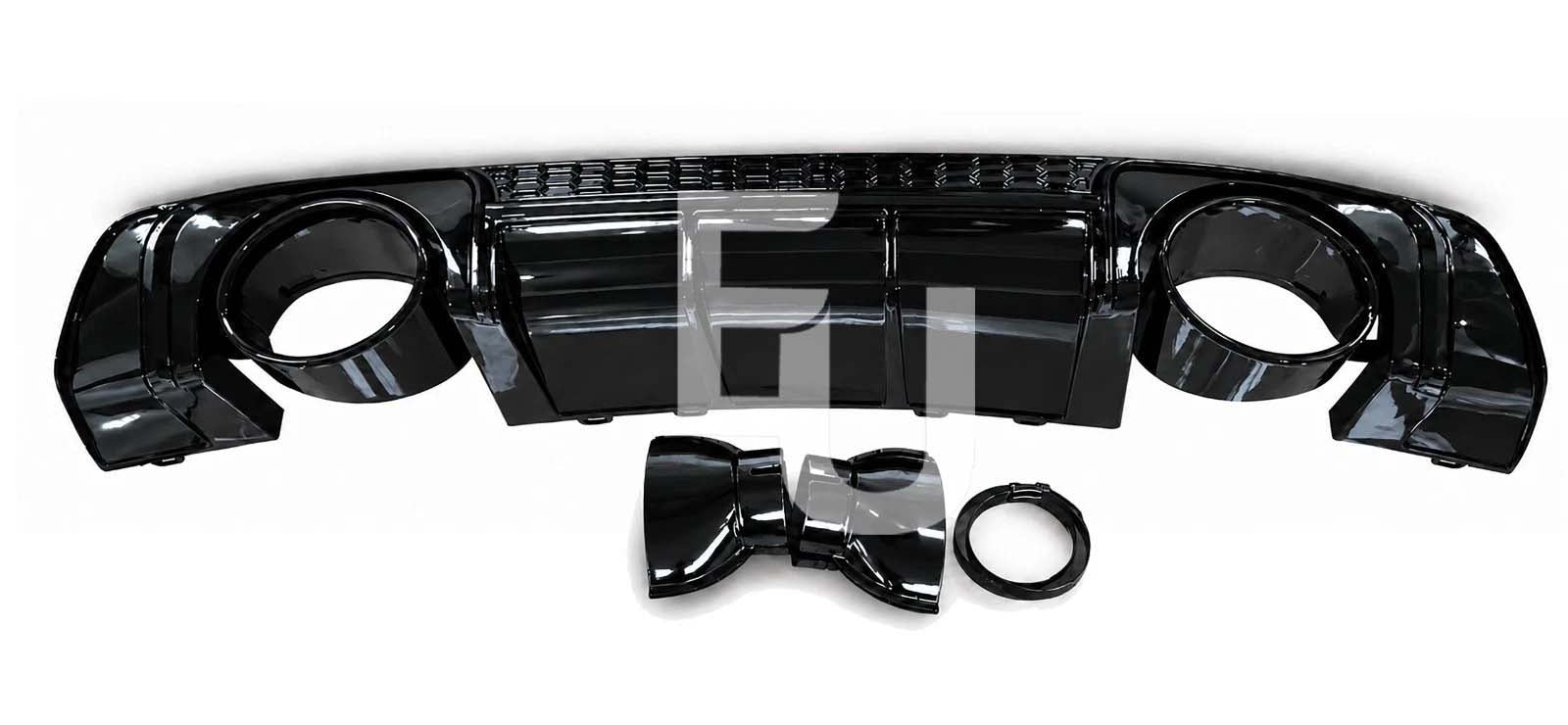 GLOSS BLACK REAR BUMPER DIFFUSER TTRS LOOK FOR AUDI TT MK3 W/TAILPIPE 2015-2018