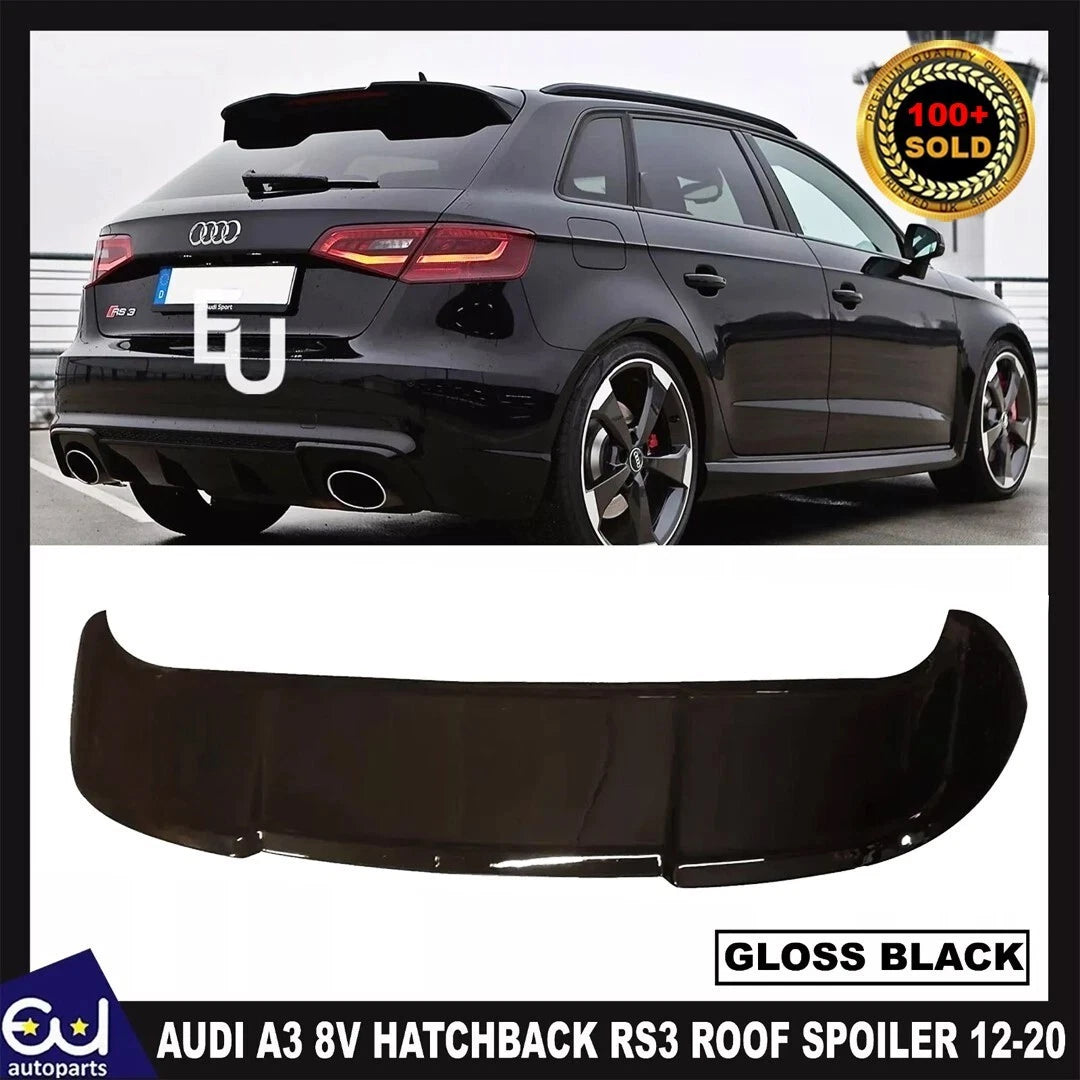 FOR AUDI A3 8V HATCHBACK 12-20 RS3 LOOK REAR WING ROOF BOOT SPOILER GLOSS BLACK