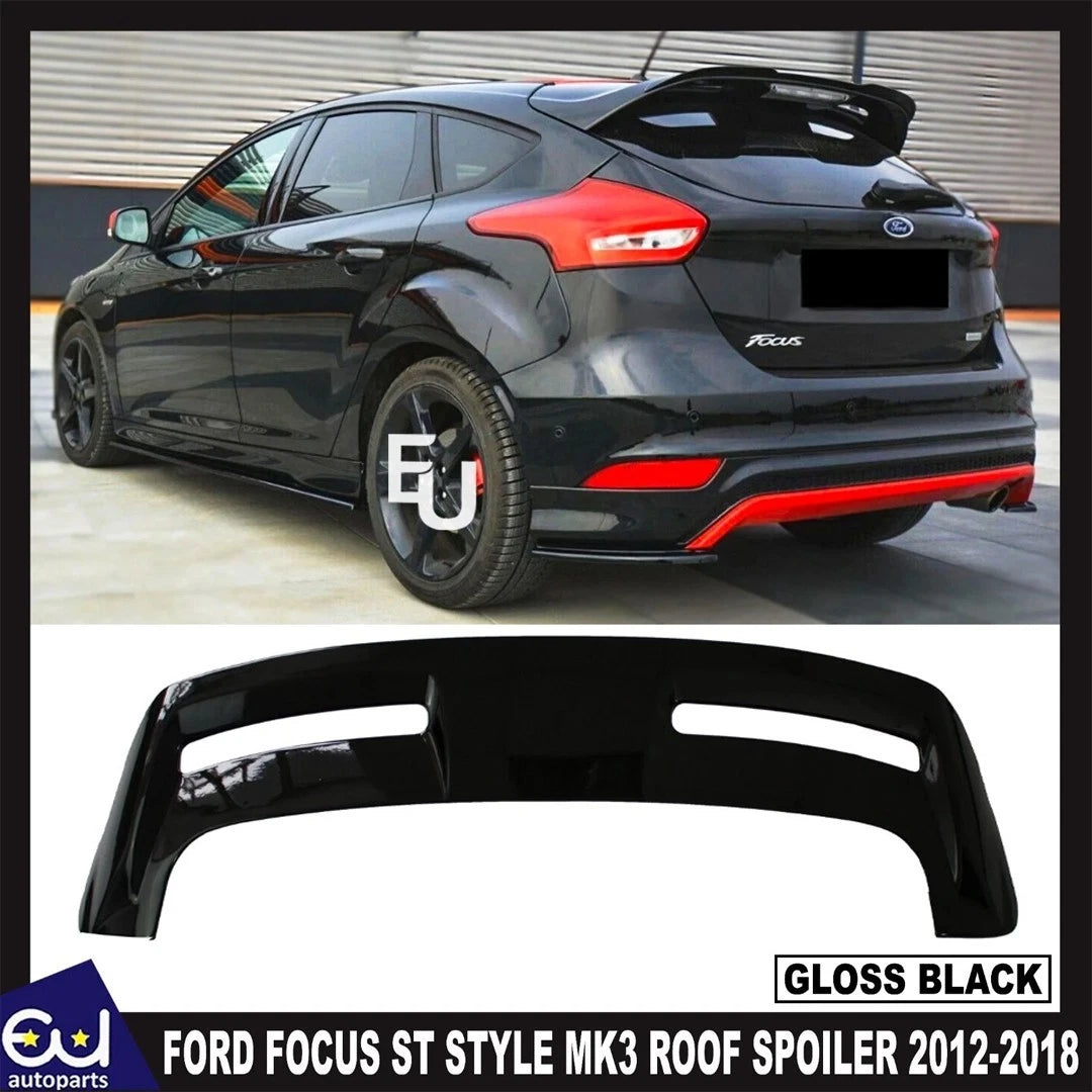 FOR FORD FOCUS ST STYLE 2012-2018 MK3 BOOT ROOF SPOILER GLOSS BLACK OEM-FIT