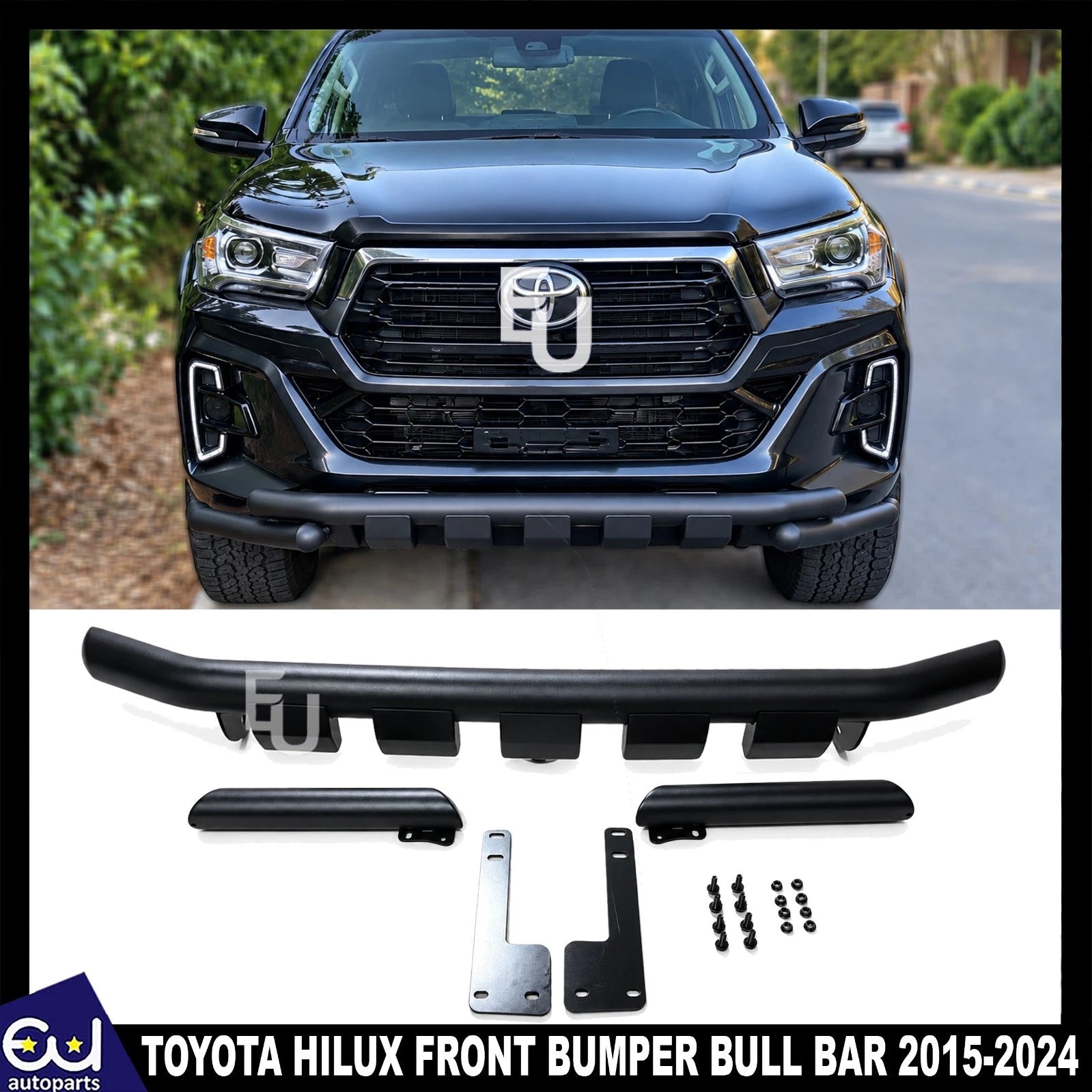 FRONT BUMPER CITY NUDGE BULL BAR BLACK FITS FOR TOYOTA HILUX MK8 2015-2024