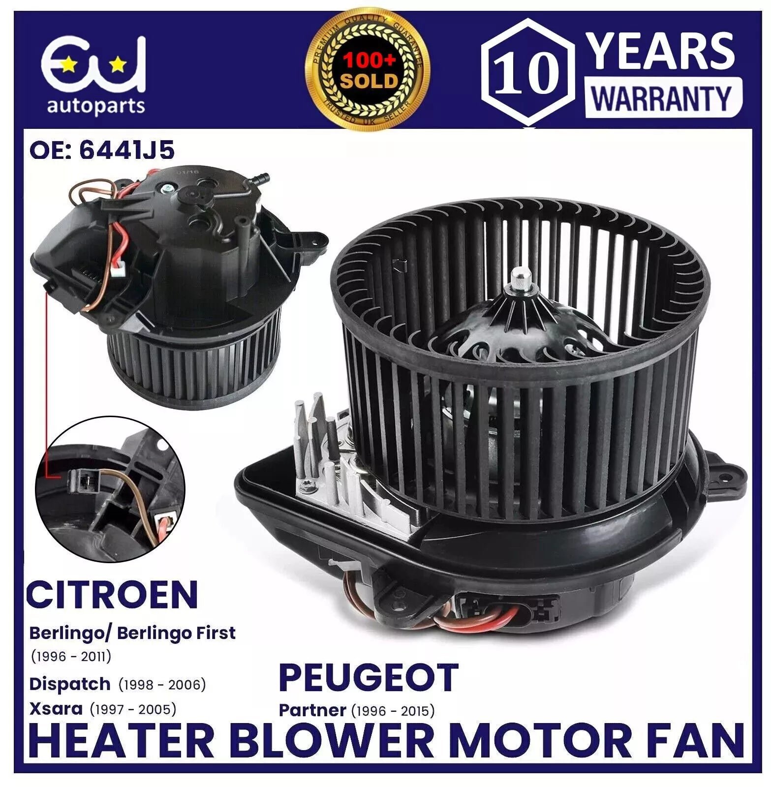 HEATER BLOWER MOTOR FAN FOR CITROEN DISPATCH BERLINGO ZX PEUGEOT PARTNER EXPERT