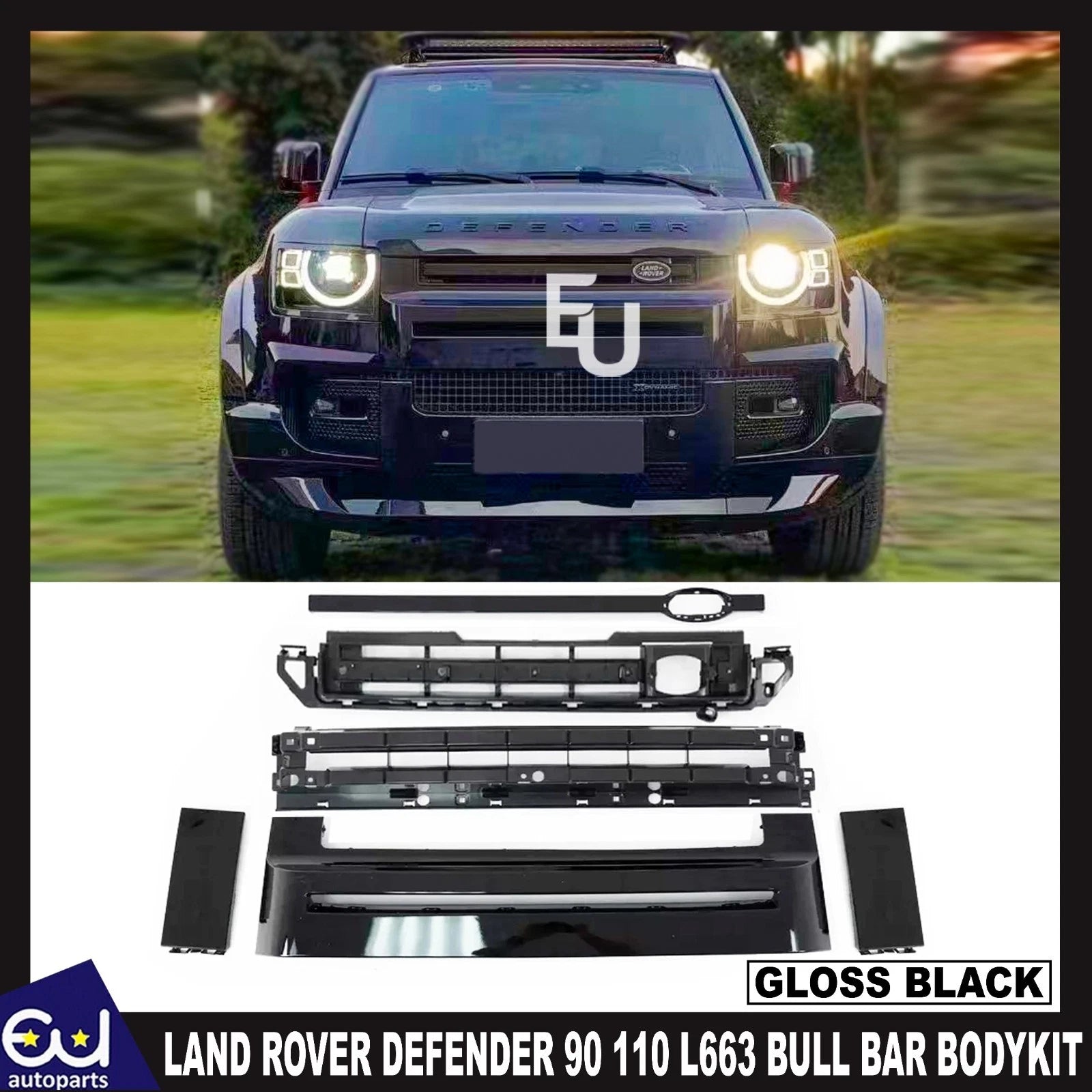 FOR LAND ROVER DEFENDER L663 90 110 FRONT BUMPER GRILLE GRILL BULL BAR GLOSS KIT