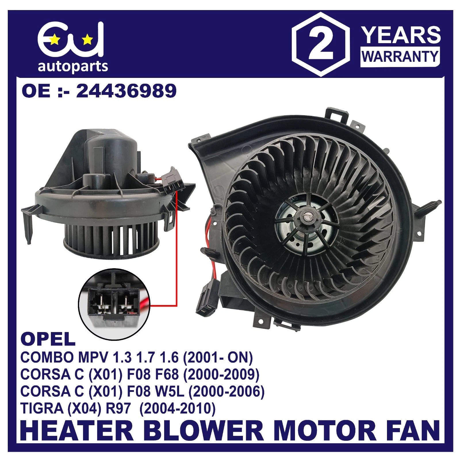 HEATER BLOWER FAN MOTOR FOR OPEL CORSA C COMBO 1.3 1.7 2000-ONWARDS 24436989