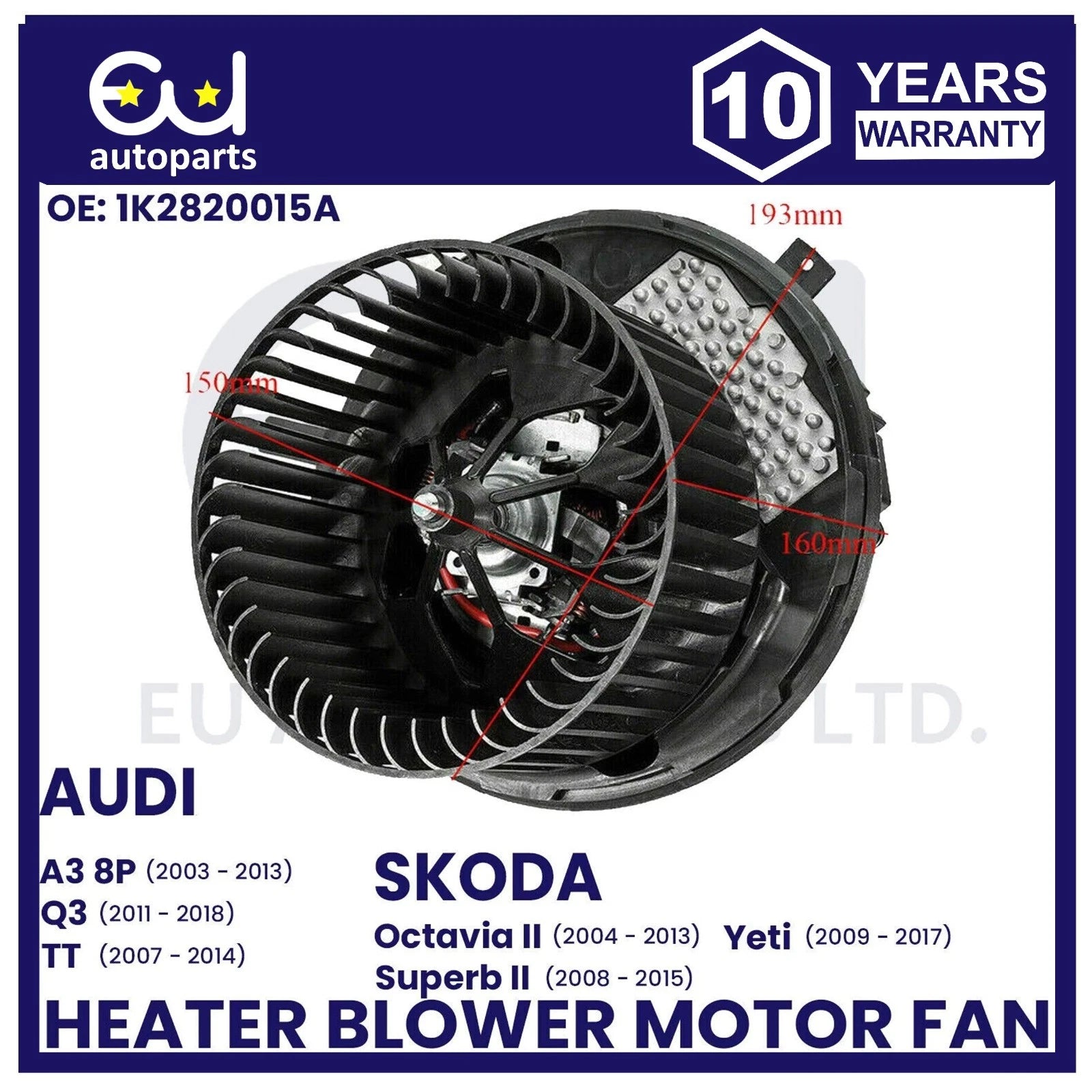 HEATER BLOWER MOTOR FAN FOR AUDI A3 8P Q3 TT MK2 SKODA OCTAVIA SUPERB MK2 YETI