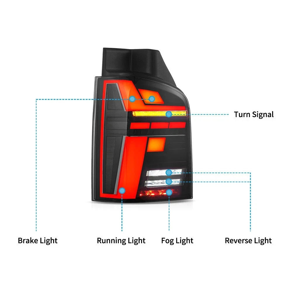 FOR VW MULTIVAN TRANSPORTER T5 T5.1 SMOKED LED REAR TAIL LIGHTS LAMP W/ANIMATION