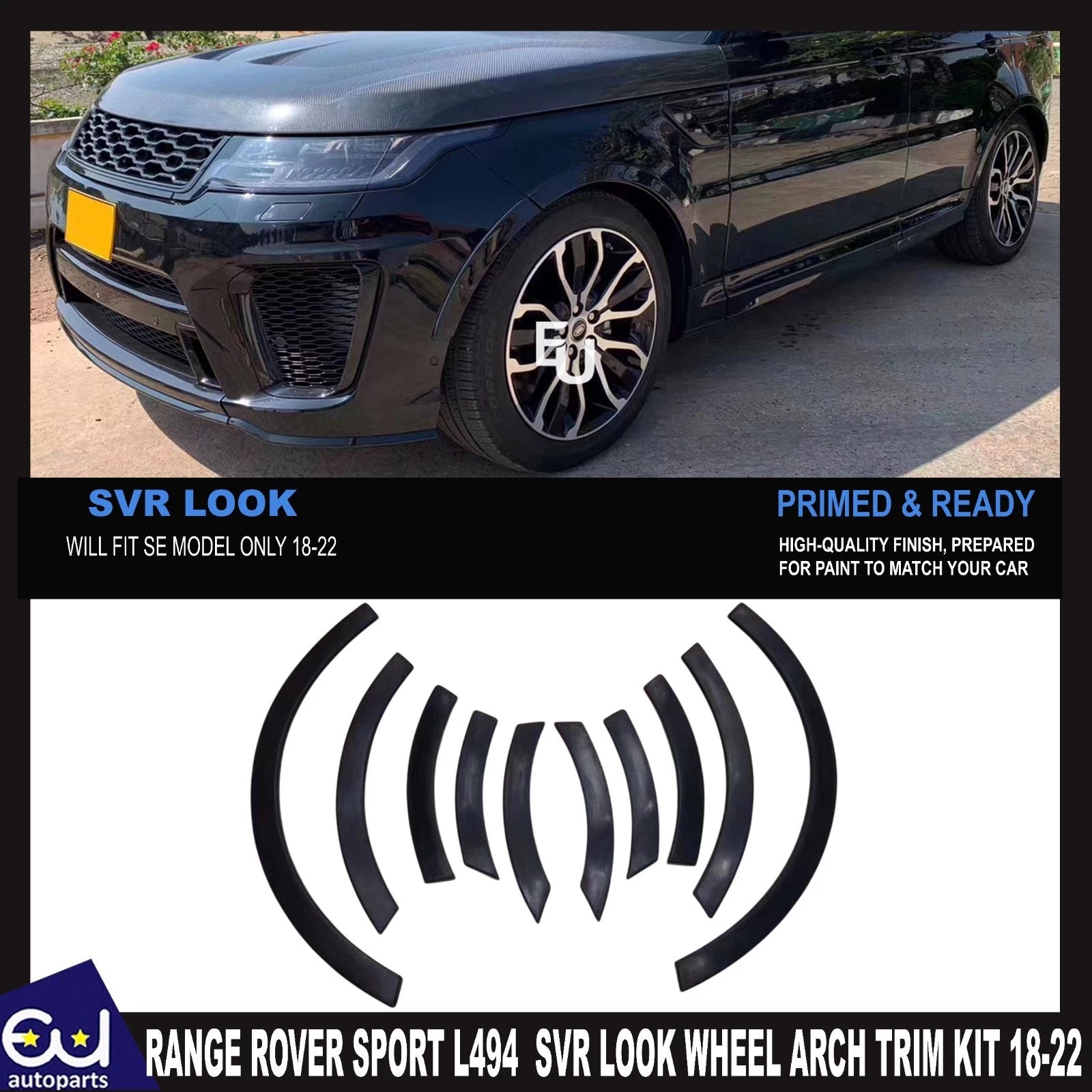 FOR RANGE ROVER SPORT L494 SVR LOOK WIDE FENDER WHEEL ARCH TRIM KIT SET 18-22