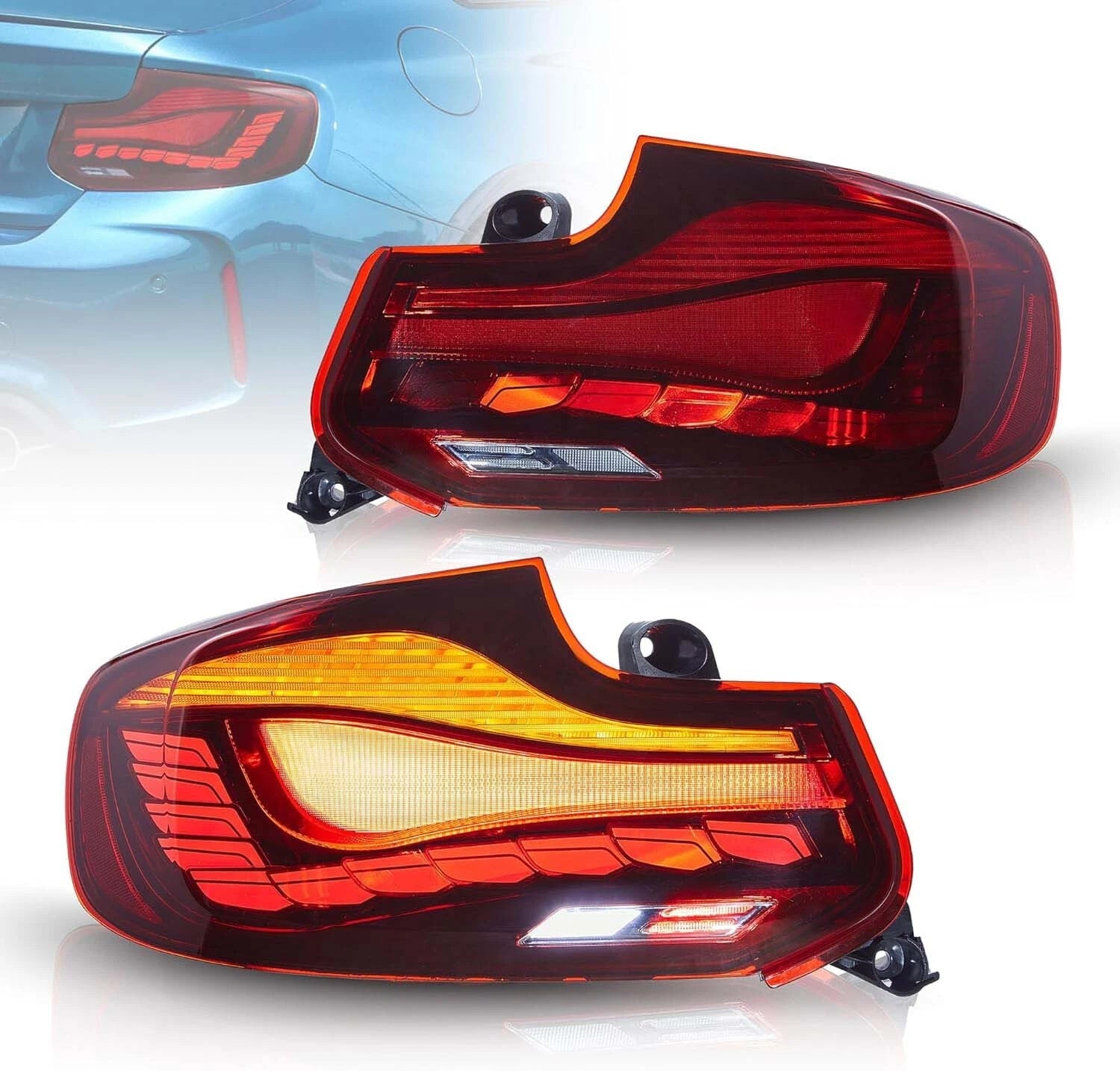 PAIR RED OLED TAIL LIGHTS LAMP FOR BMW 2 SERIES F22 F23 M2 W/ANIMATION 2014-2020