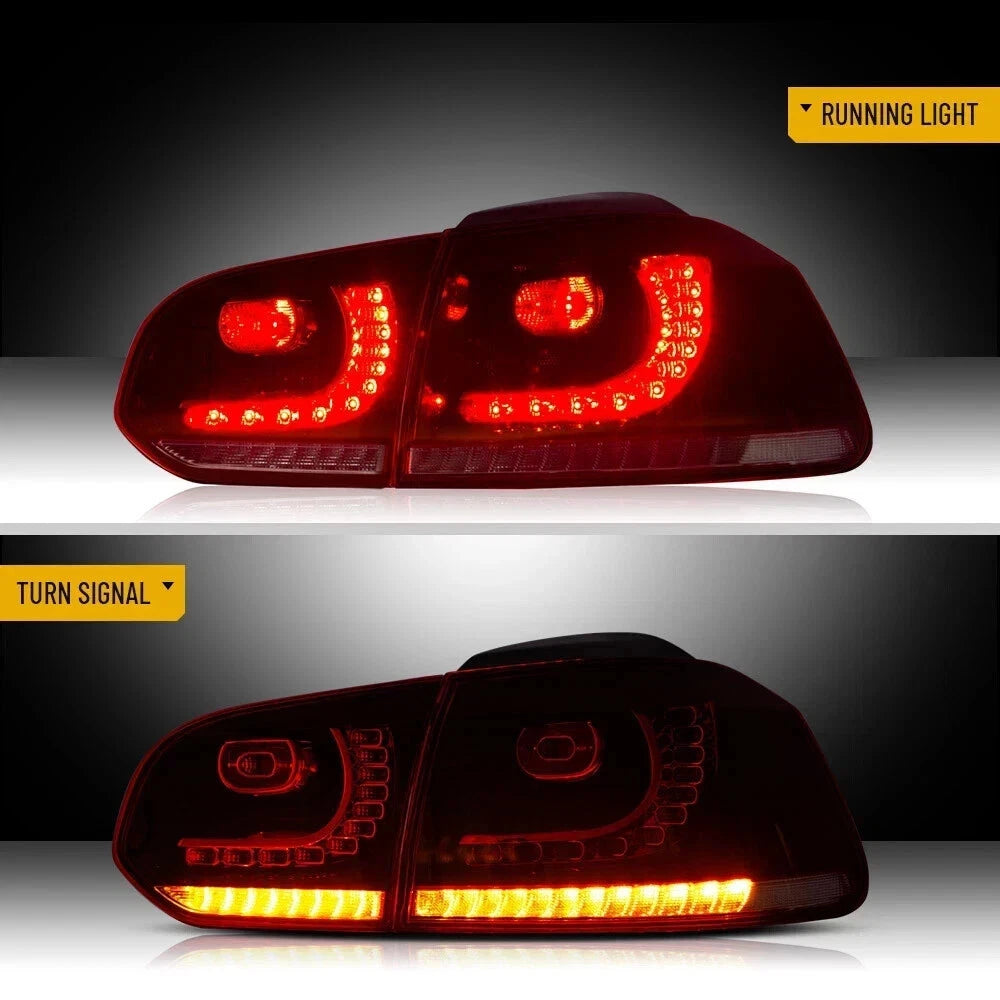 HEADLIGHT SMOKED REAR TAIL LIGHTS LAMP SET FOR VW GOLF MK6 LED 08-13 SEQUENTIAL