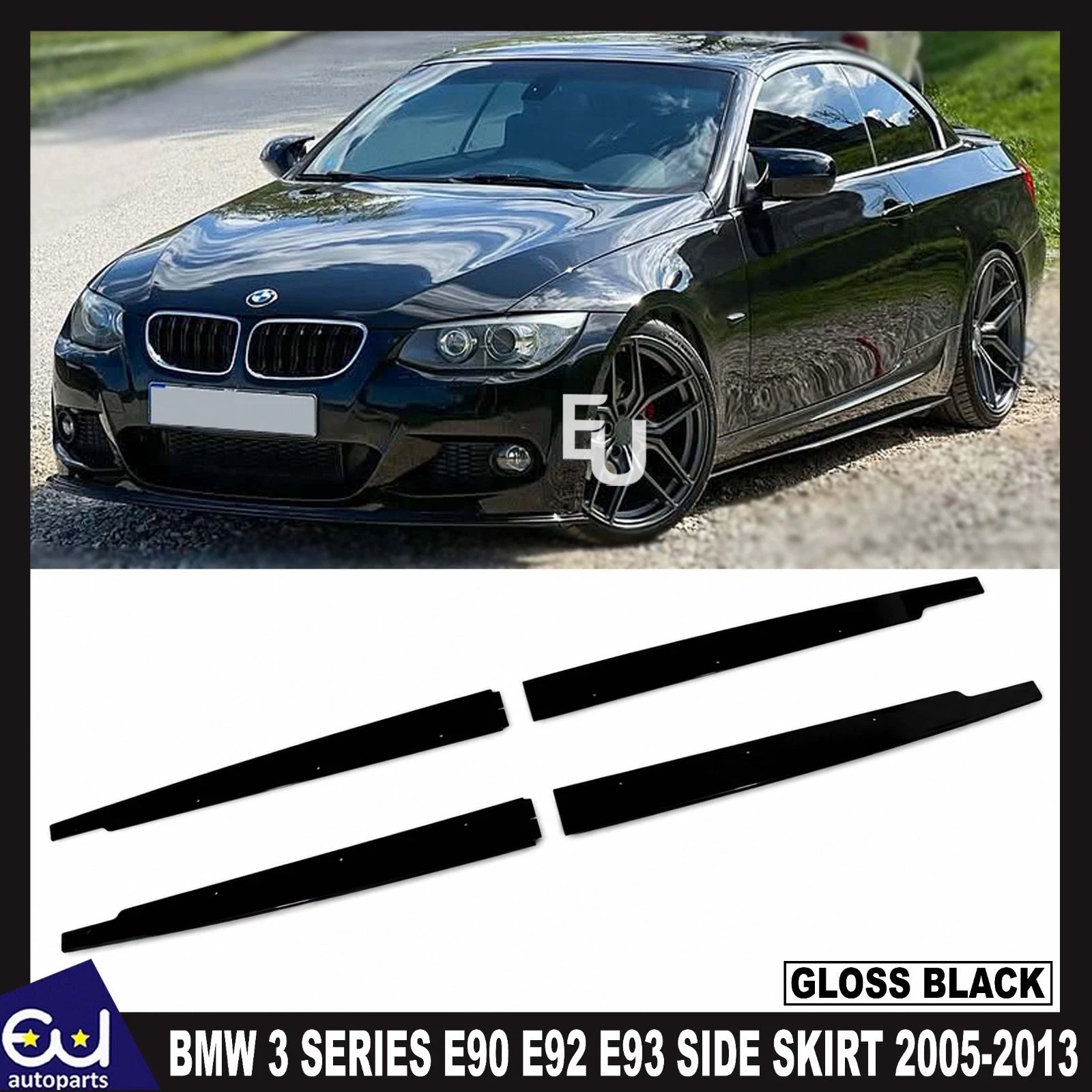 FOR BMW 3 SERIES E90 E92 E93 SIDE SKIRT EXTENSION BLADE KIT GLOSS BLACK 05-2013