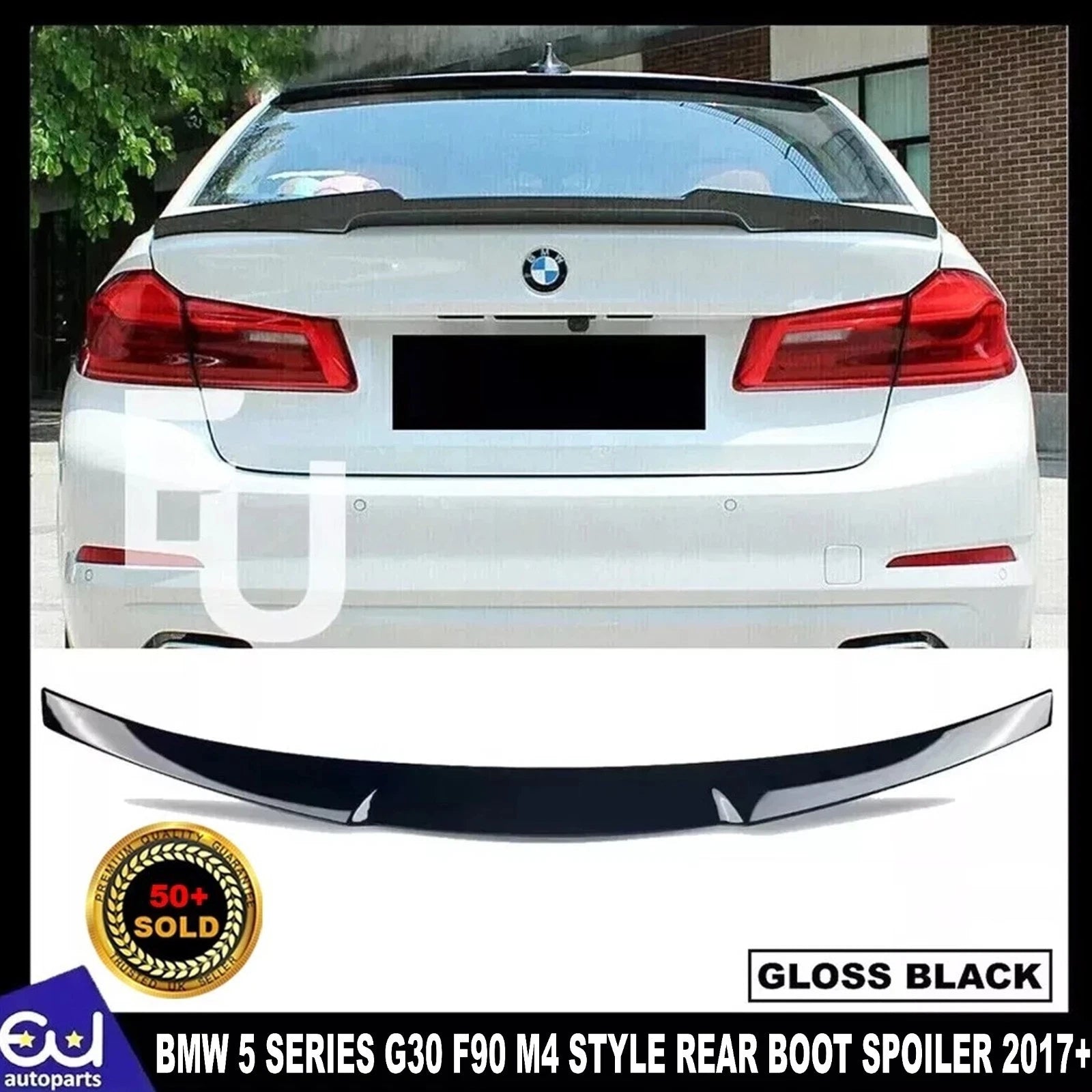 FOR BMW 5 SERIES G30 F90 2016+ REAR BOOT TRUNK SPOILER LIP  M4 STYLE GLOSS BLACK