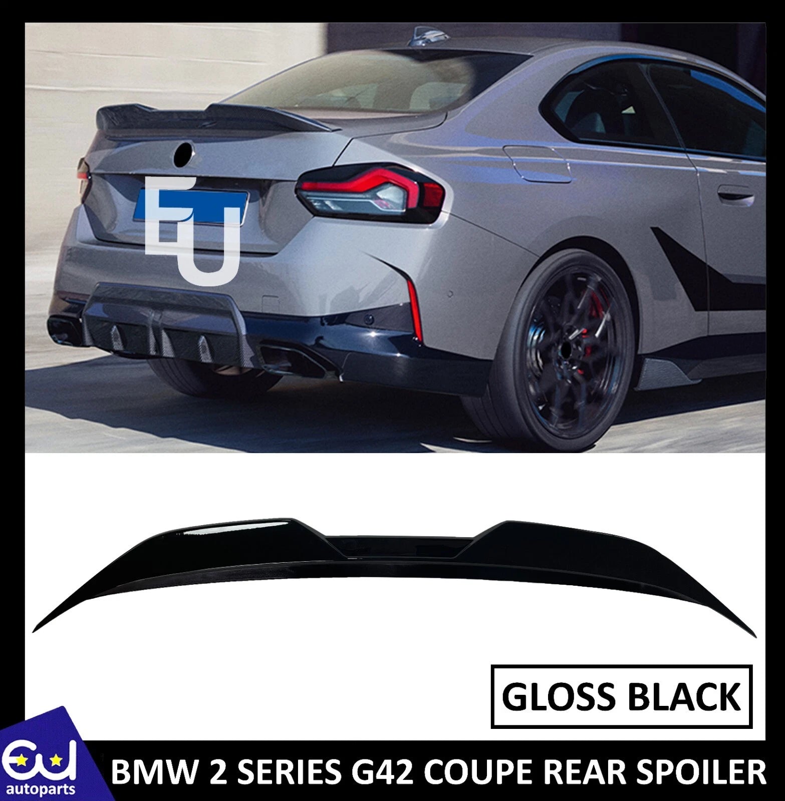 REAR BOOT SPOILER WING M SPORT FOR BMW 2 SERIES G42 G87 2022+ GLOSS BLACK