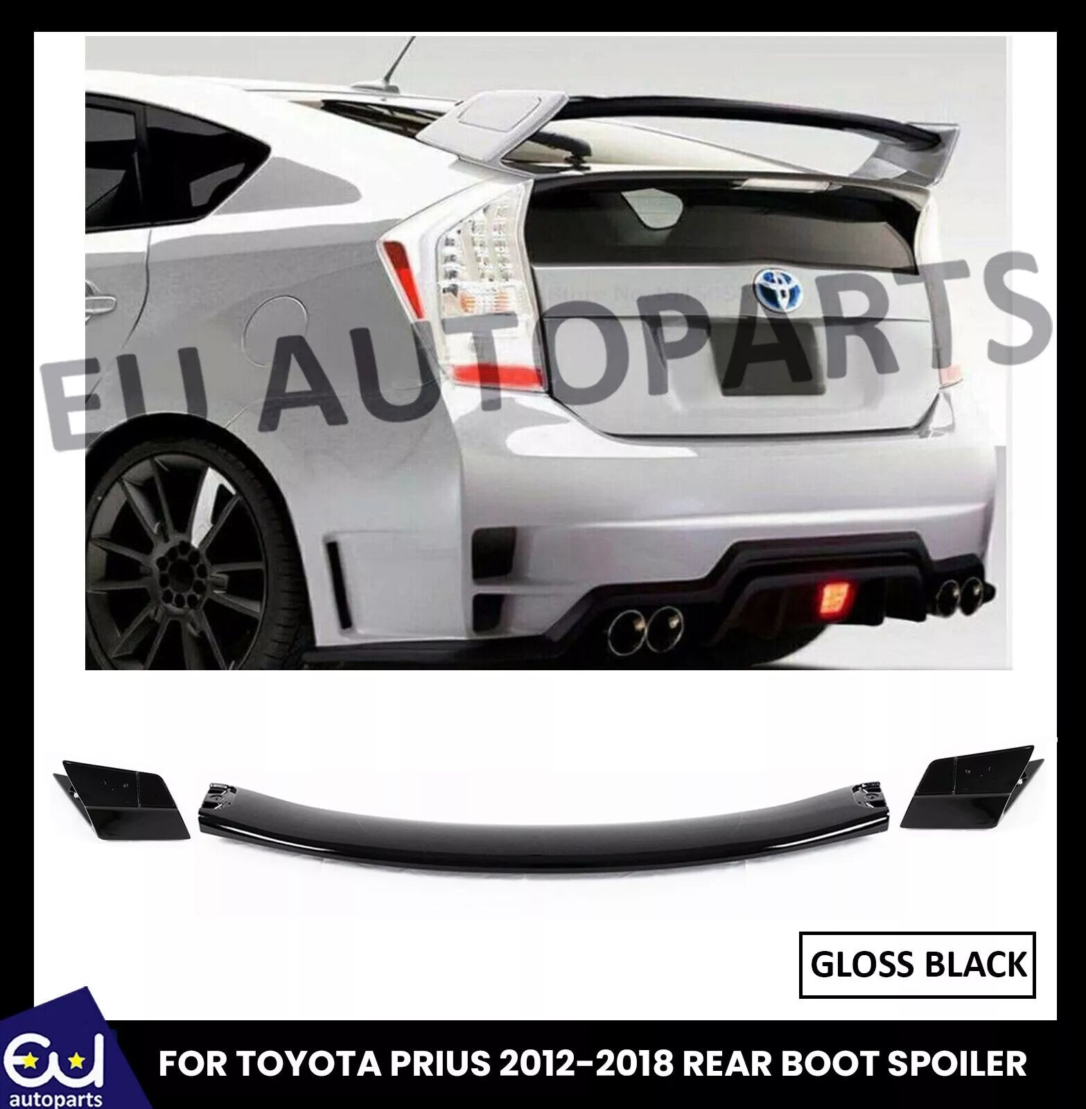 FOR TOYOTA PRIUS 2012-18 REAR BOOT SPOILER TRUNK WING GLOSS BLACK ABS MATERIAL