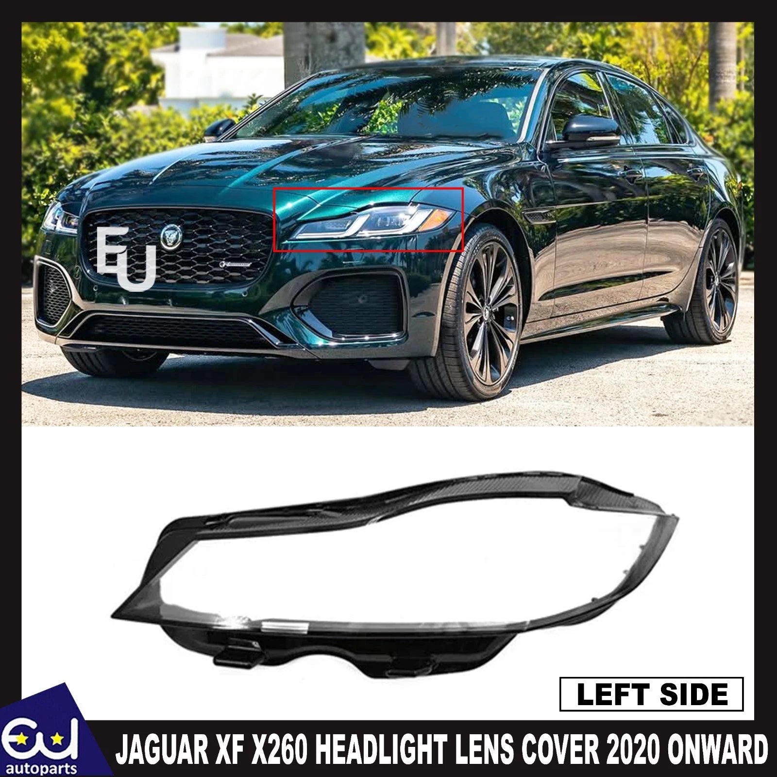 FOR JAGUAR XF X260 2X LEFT PASSENGER SIDE HEADLIGHT LENS COVER LAMP 2020 ONWARD