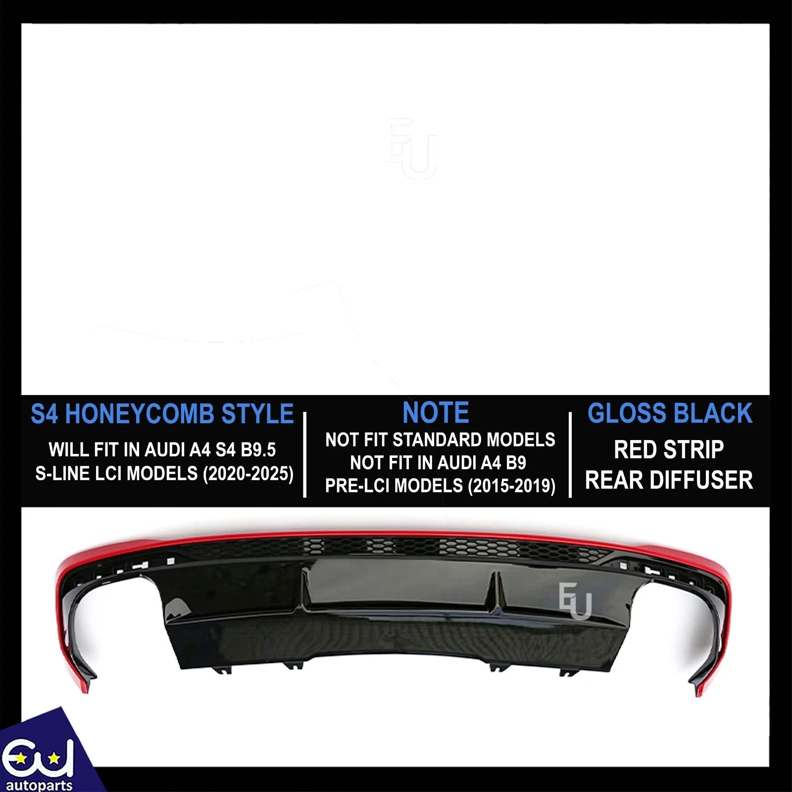 FOR AUDI A4 S4 B9.5 8W S-LINE FACELIFT REAR BUMPER DIFFUSER HONEYCOMB 2020-2025