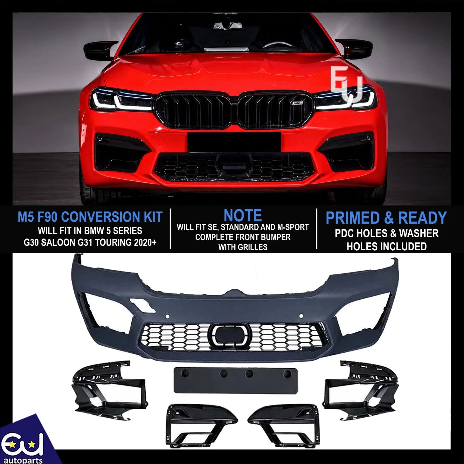 FOR BMW 5 SERIES G30 G31 LCI 2020+ F90 M5 CONVERSION FRONT BUMPER BODYKIT