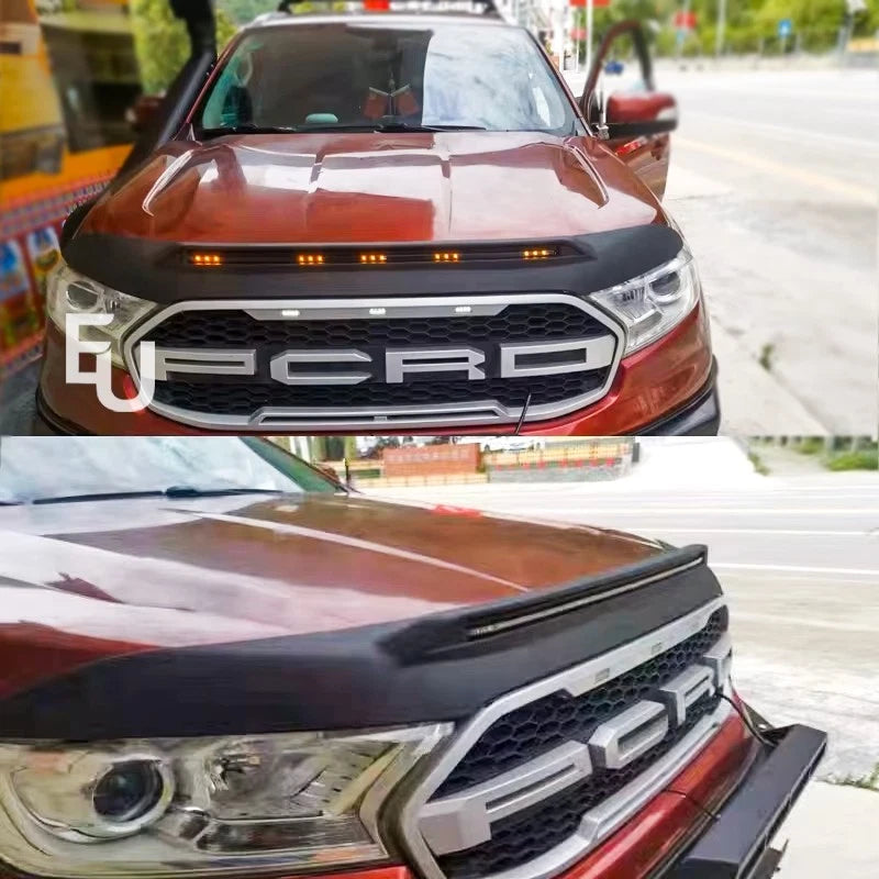 BLACK FRONT BUMPER BONNET GUARD PROTECTOR FOR FORD RANGER T7 T8 2015-2021
