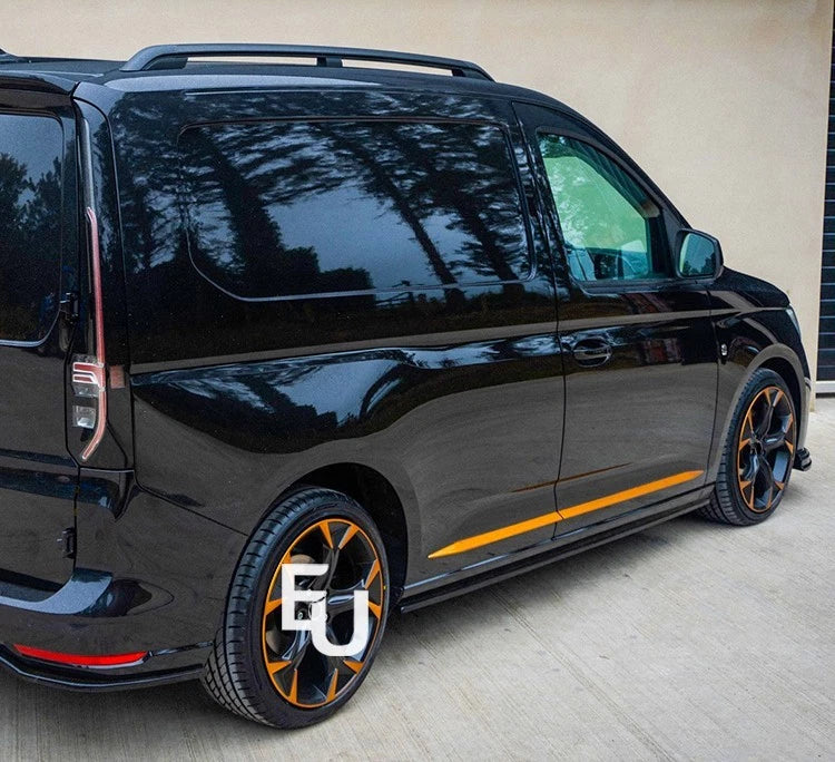 FOR VOLKSWAGEN CADDY MK5 SWB SIDE SKIRT EXTENSTIONS GLOSS BLACK 2020+