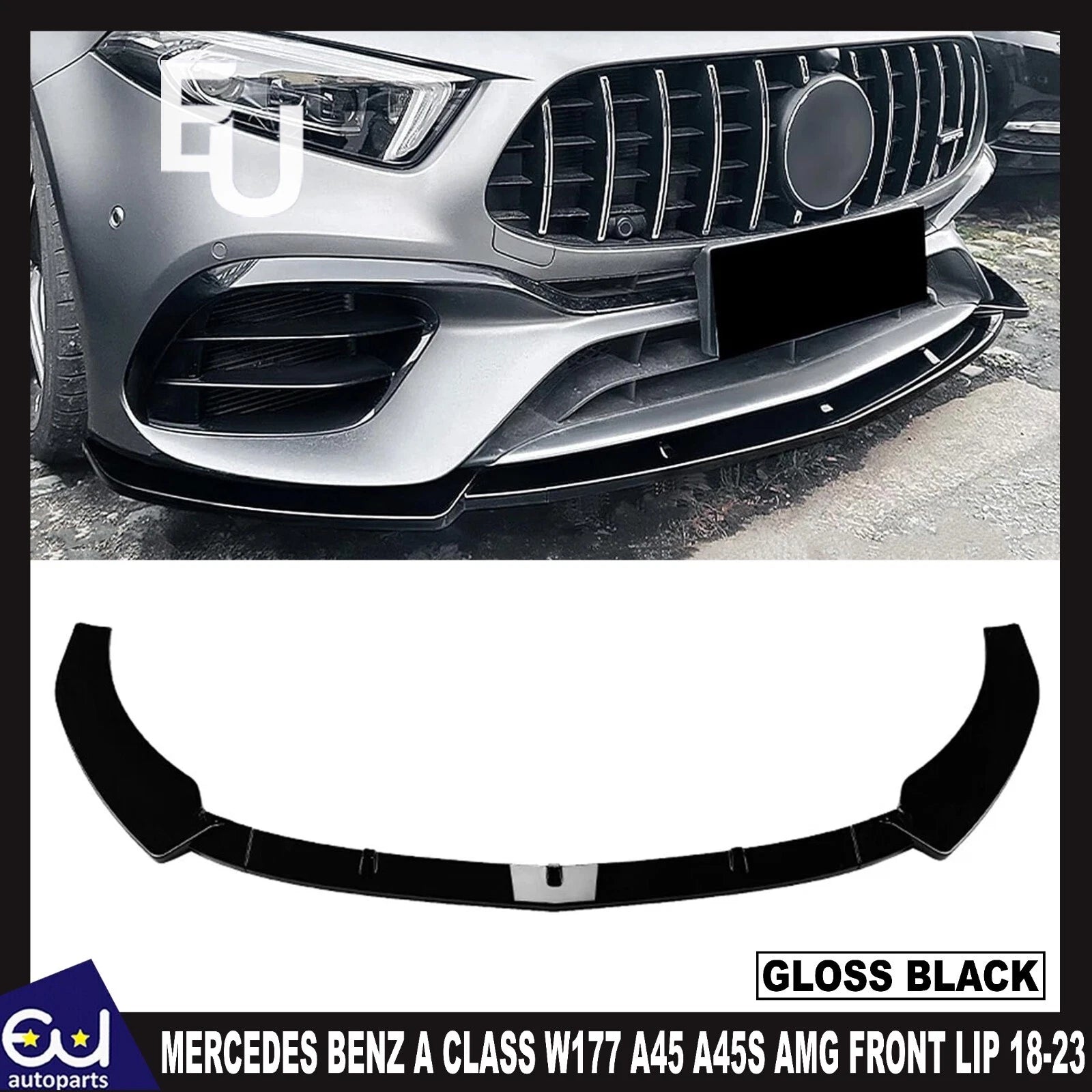 FOR MERCEDES BENZ A CLASS W177 A45 A45S AMG FRONT BUMPER SPLITTER LIP 18-23
