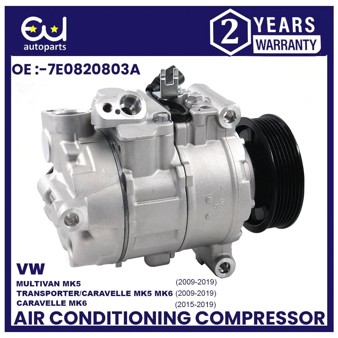 A/C COMPRESSOR FOR VW TRANSPORTER CARAVELLE MULTIVAN 09-19 2.0 TDI 7E0820803A