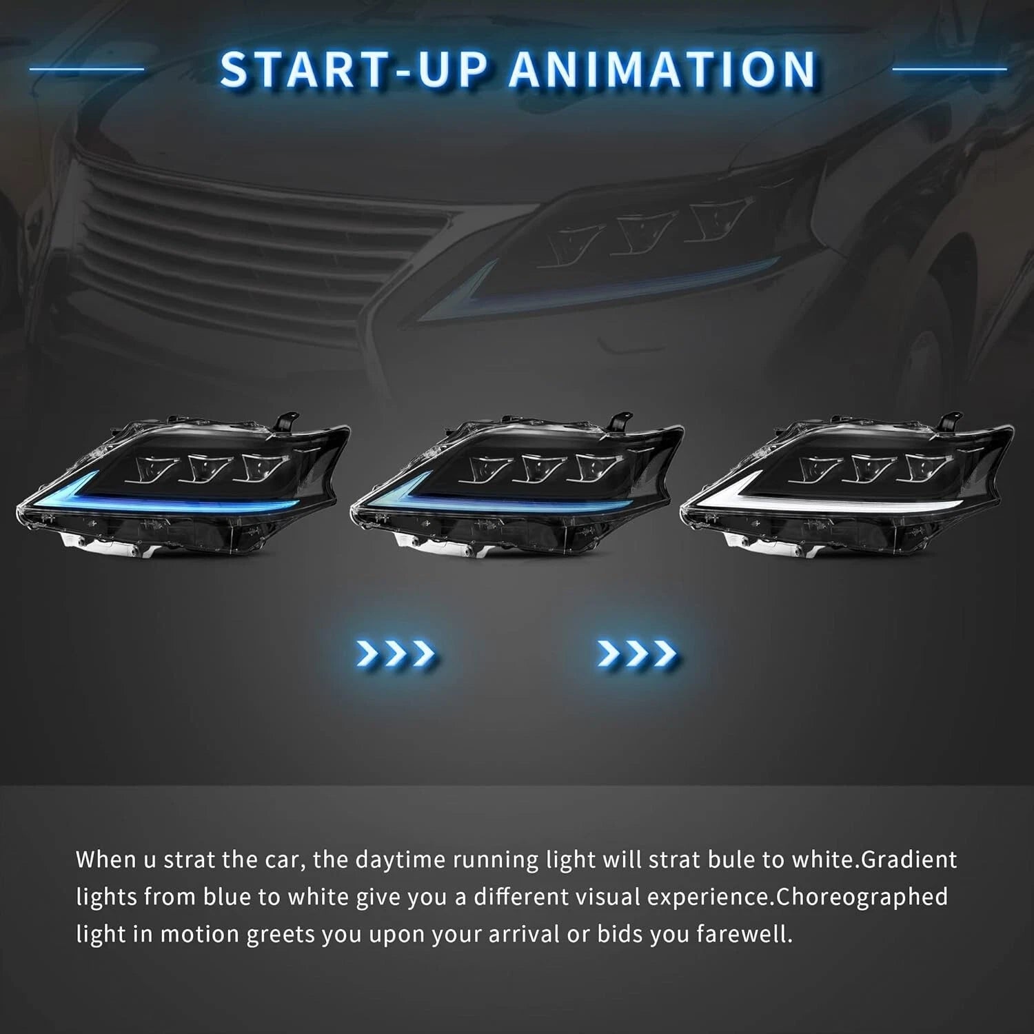 FULL LED HEAD LIGHT LAMP FOR LEXUS RX 350 450H WITH BLUE DRL SEQUENTIAL 13-2015