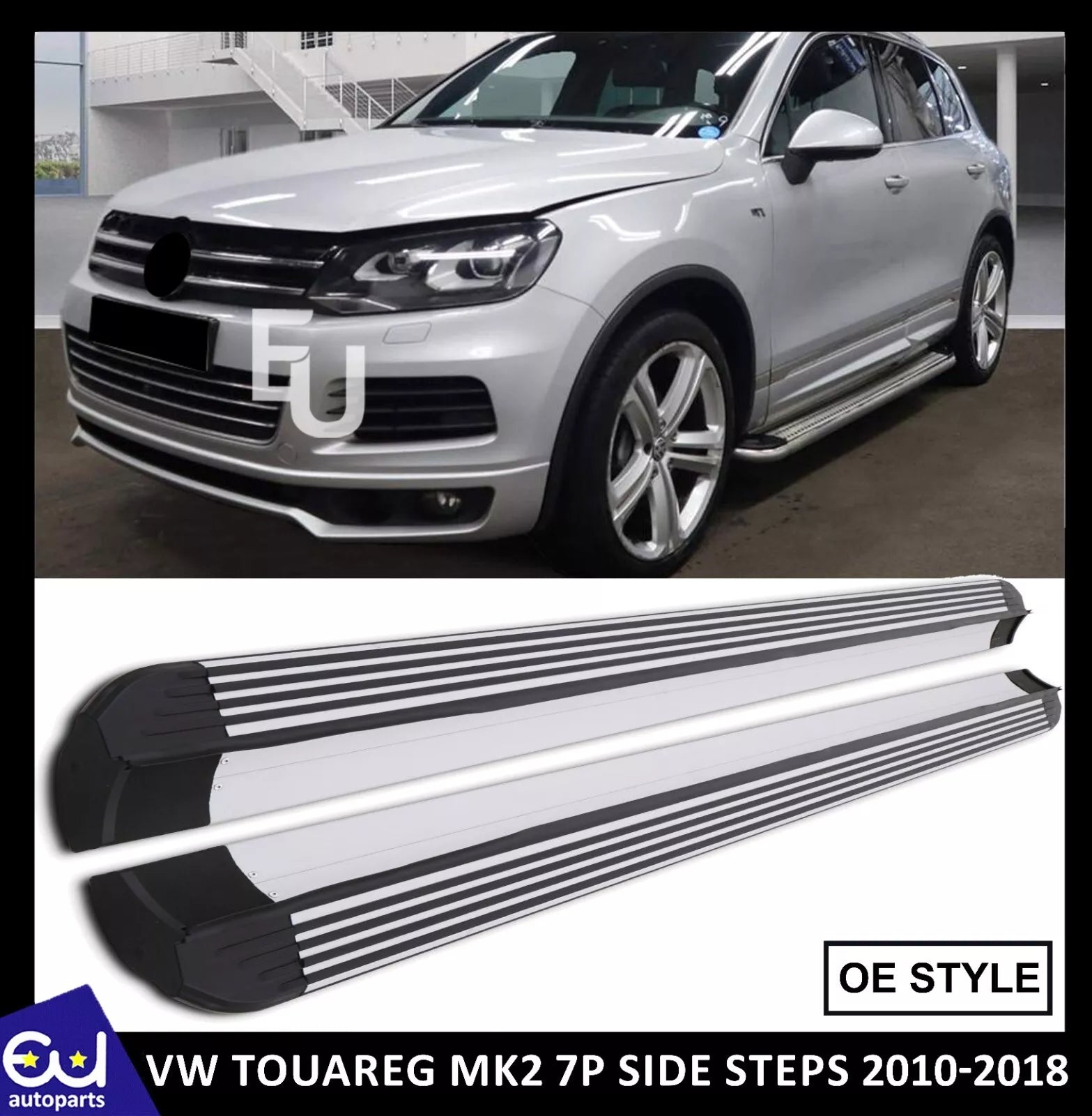 OE STYLE ALUMINIUM RUNNING BOARD SIDE STEPS FOR VW TOUAREG MK2 7P 2010-2018
