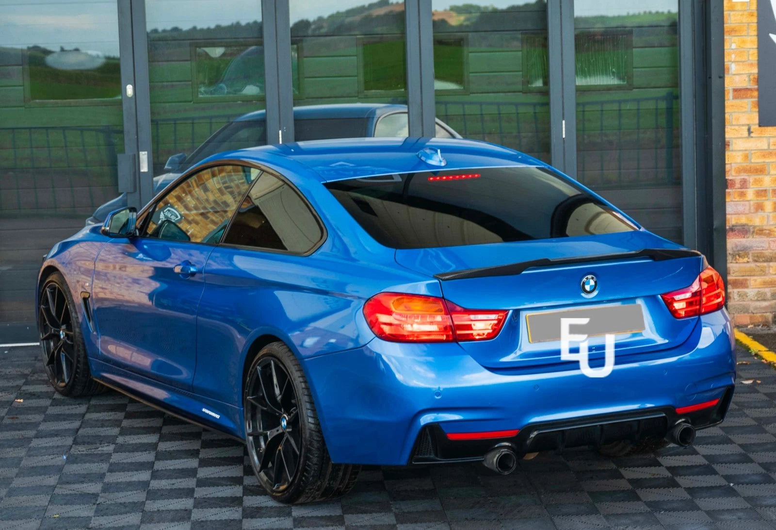 FOR BMW 4 SERIES F32 F33 F36 M SPORT REAR DIFFUSER DUAL EXHAUST GLOSS BLACK 13-20