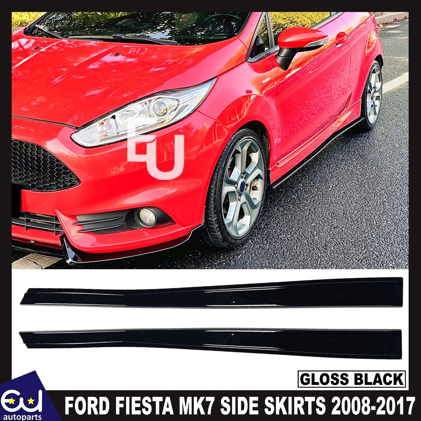 GLOSS BLACK SIDE SKIRTS SPLITTER FOR FORD FIESTA MK7 ST/ZETEC ST180 ST200 08-17