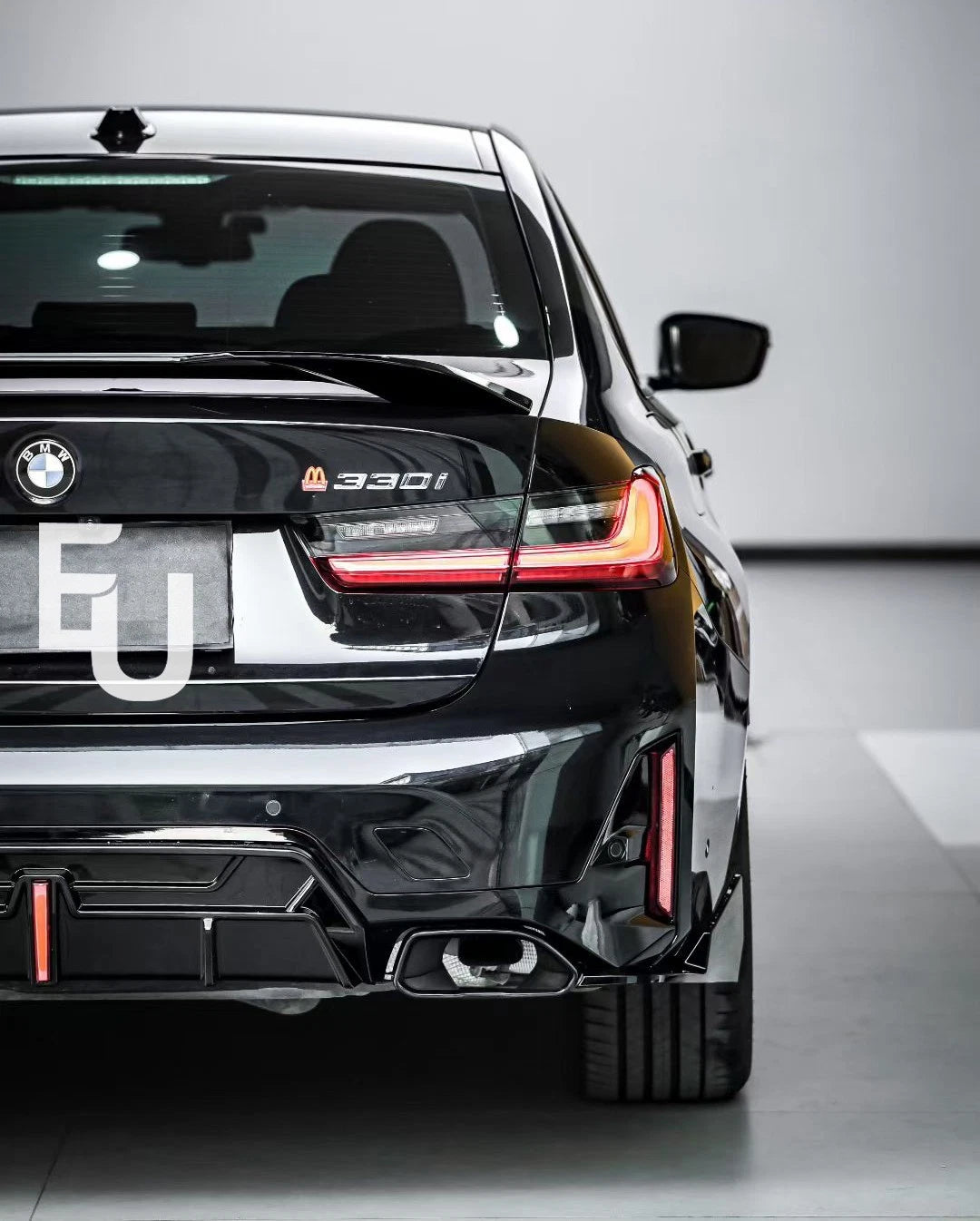 FOR BMW 3 SERIES G20 G21 LCI M SPORT GLOSS REAR DIFFUSER WITH LED TAILPIPE 2022+