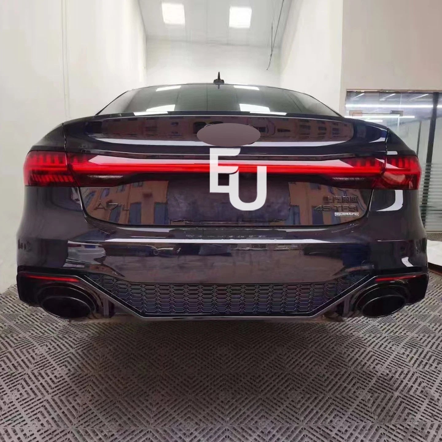 FOR AUDI A7 S7 4K8 2019+ RS7 LOOK REAR BUMPER DIFFUSER HONEYCOMB GLOSS WITH TIPS