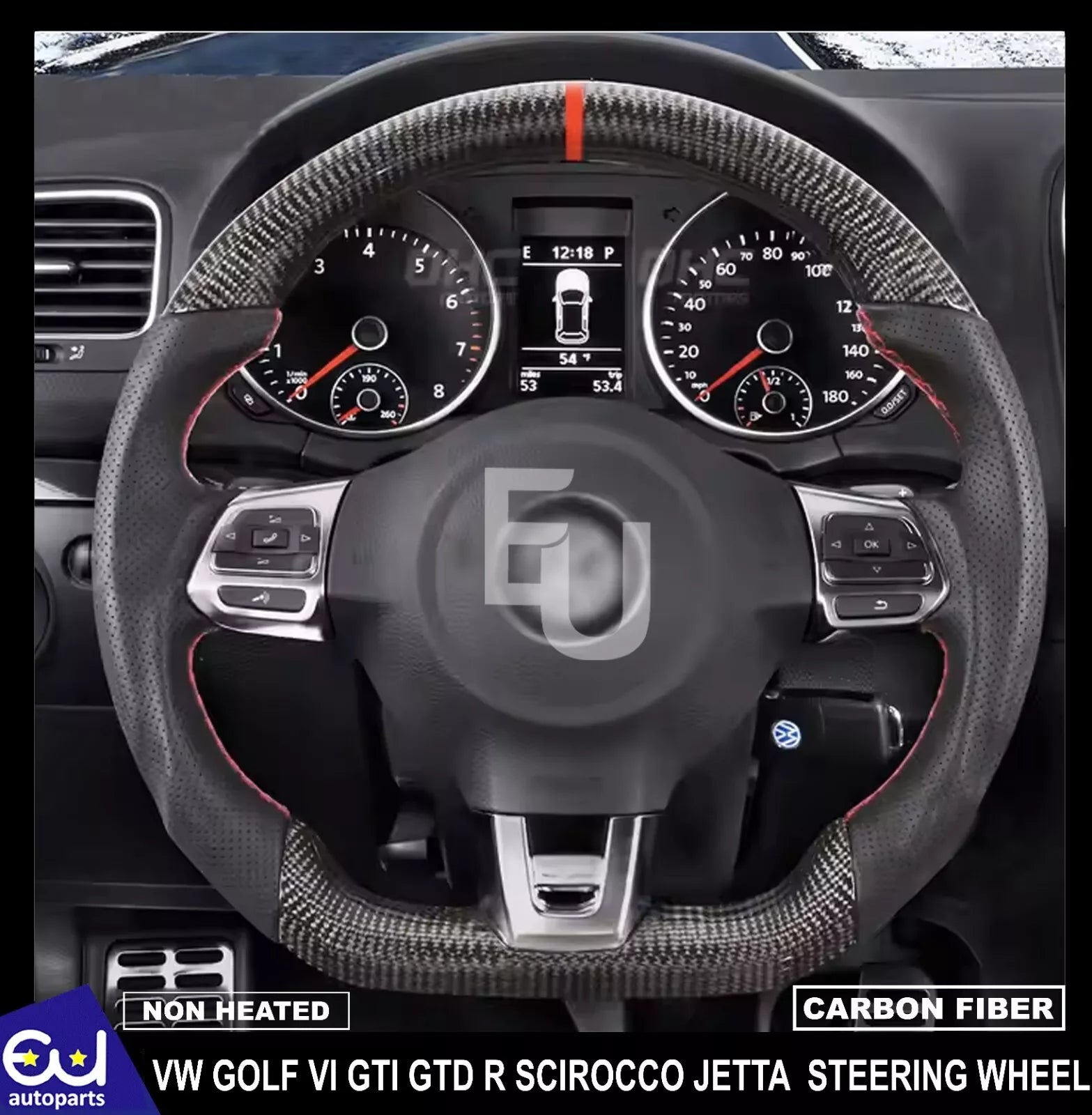 FOR VW GOLF VI MK6 GTI GTD R SCIROCCO JETTA CARBON FIBER LEATHER STEERING WHEEL