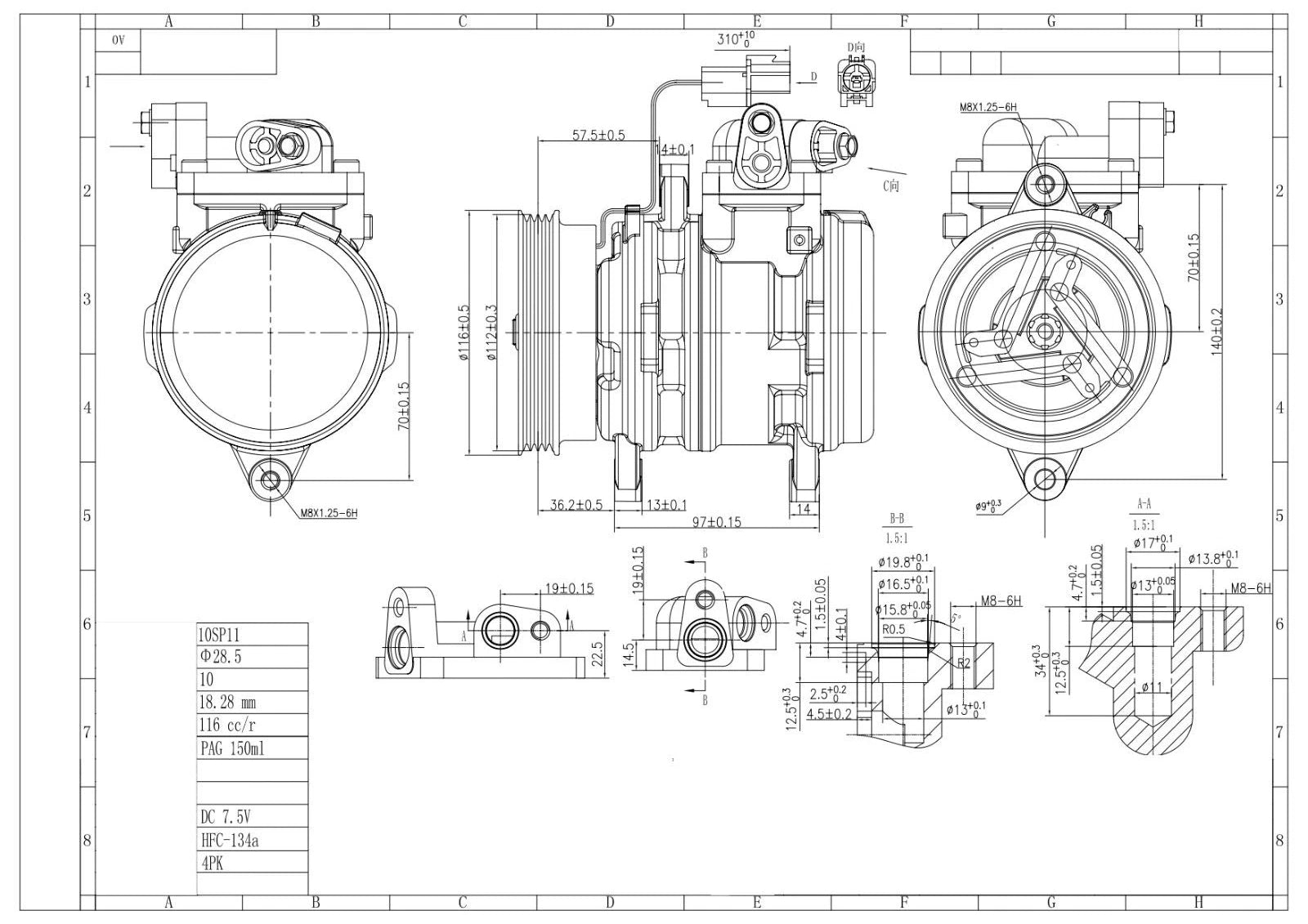 A/C AIR CONDITIONING COMPRESSOR FOR HYUNDAI I10 KIA PICANTO 1.0 1.1 977010X000