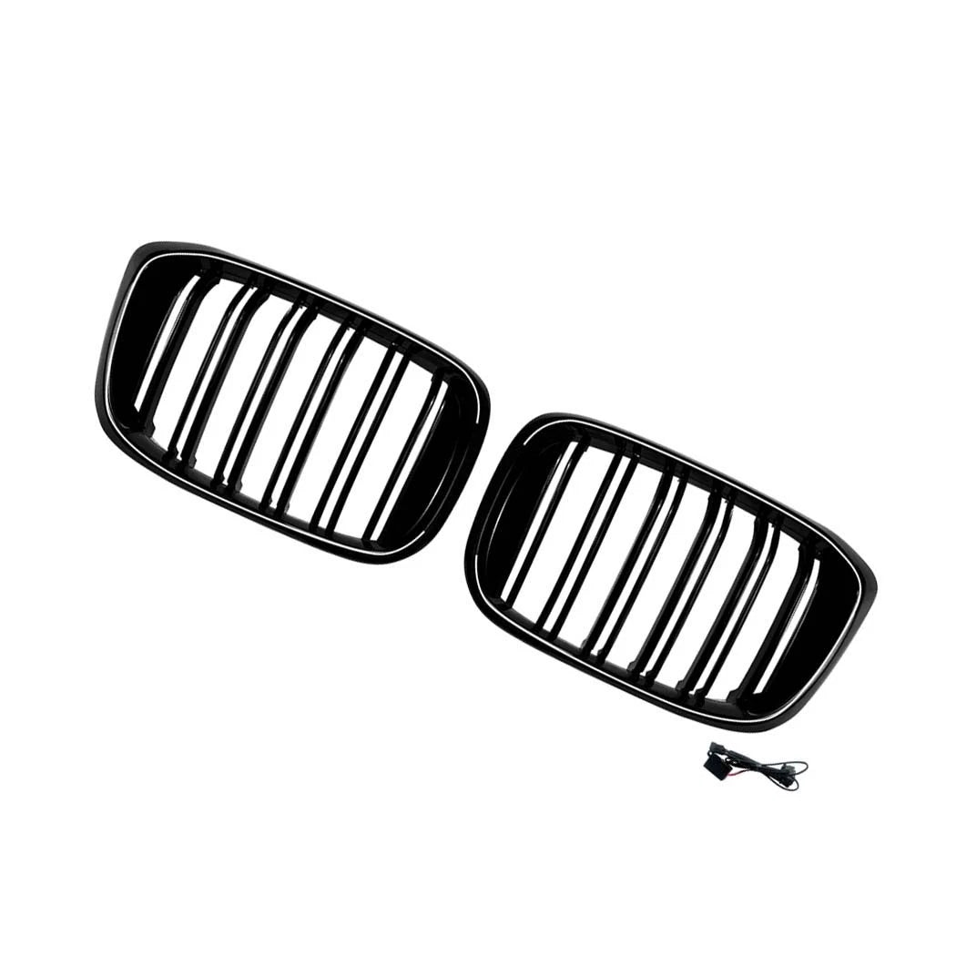 FOR BMW X3 G01 X3M G02 X4 GLOSS BLACK FRONT KIDNEY DUAL LED GRILLE GRILL 18-2022