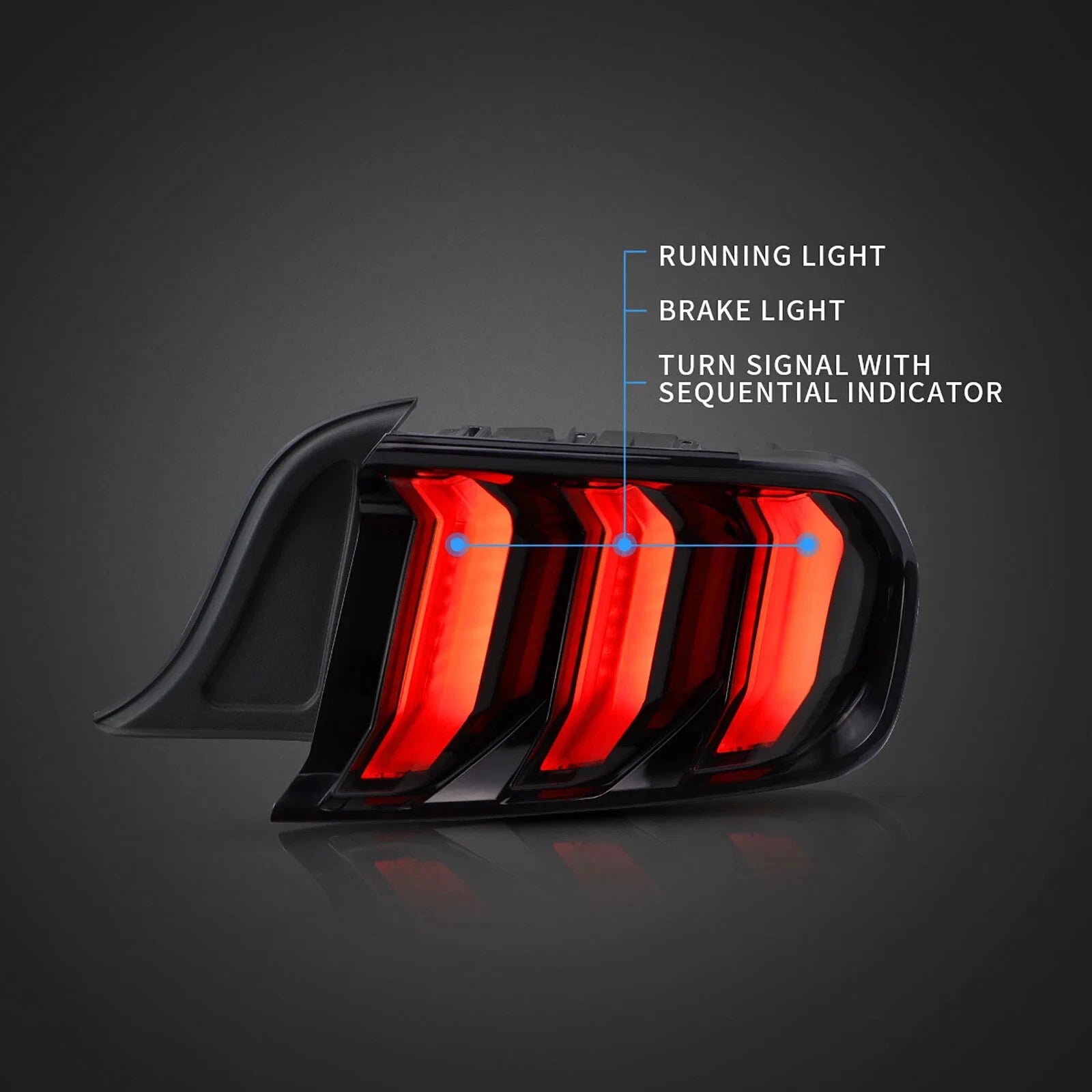 SMOKED LED REAR LIGHTS 5 MODES FOR FORD MUSTANG 2015-2023 W/SEQUENTIAL SIGNALS