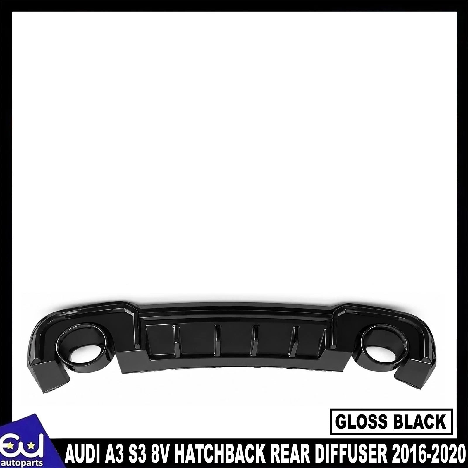 FOR AUDI A3 S-LINE 8V HATCHBACK RS3 LOOK REAR DIFFUSER WITH TAILPIPE BLACK 16-20