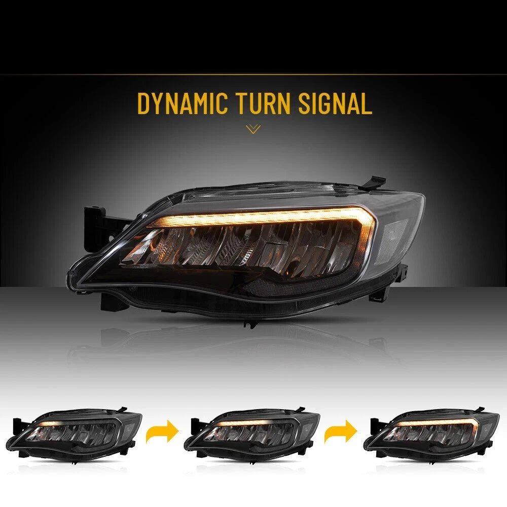 PAIR HEADLIGHTS LAMP W/ANIMATION FOR SUBARU WRX STI / IMPREZA 08-14 LED DRL SETS