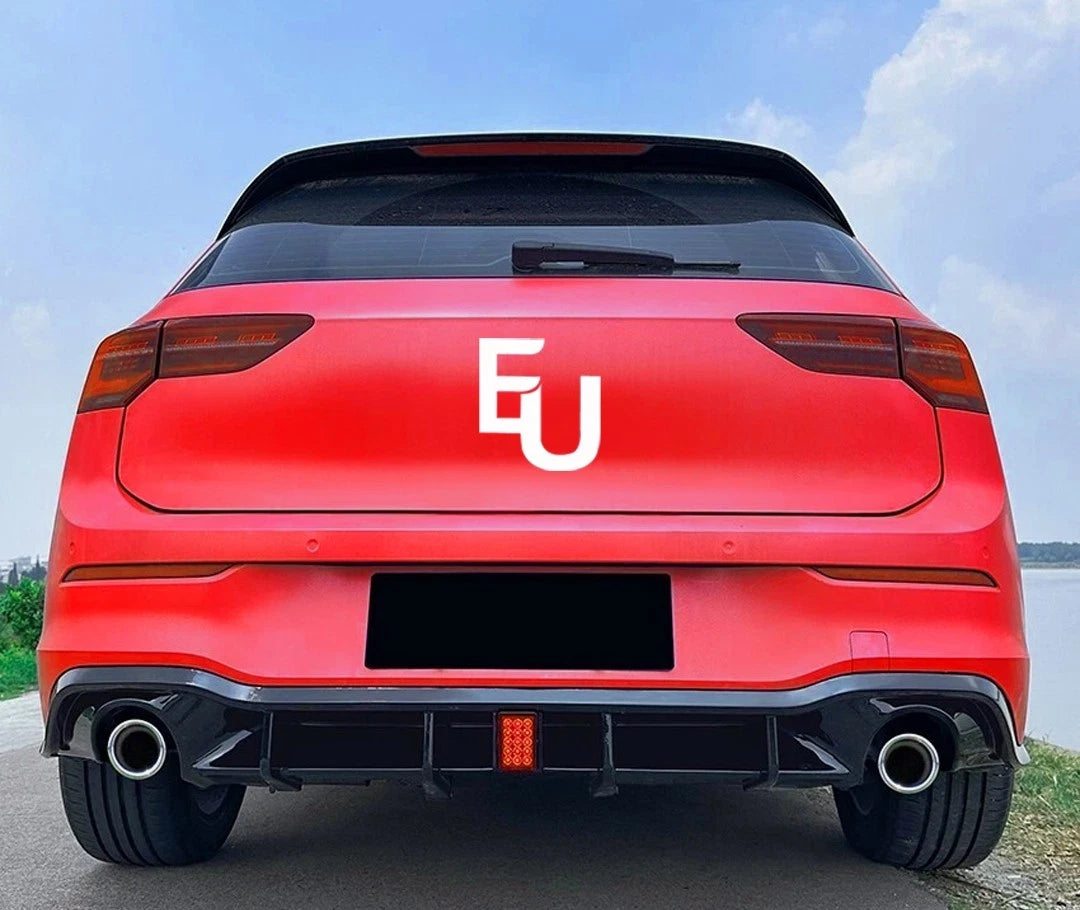 FOR VW GOLF MK8 GTI R-LINE REAR DIFFUSER WITH LED BRAKE LIGHT GLOSS BLACK 20-23