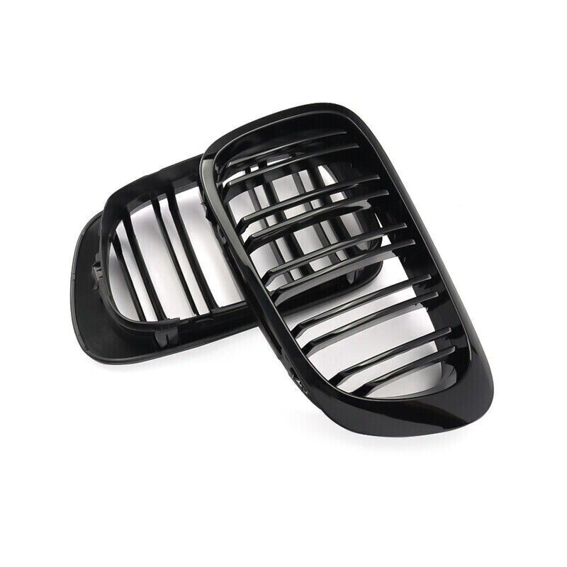 FOR BMW 3 SERIES E46 2 DOOR COUPE M3 GLOSS DUAL SLATS FRONT KIDNEY GRILLE GRILL