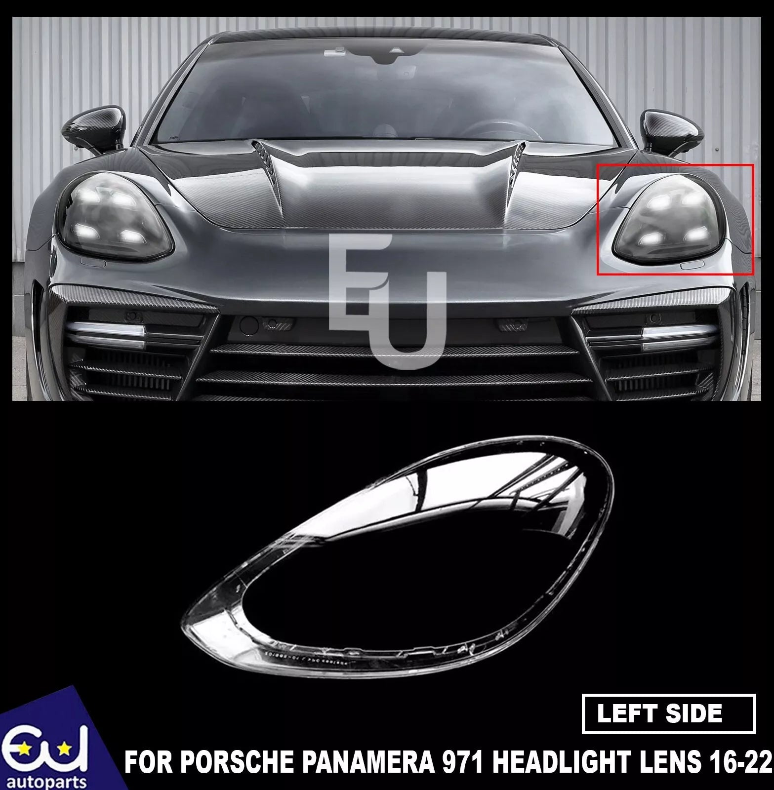 LEFT PASSENGER SIDE HEADLIGHT LENS COVER LAMP FOR PORSCHE PANAMERA 971 2016-22