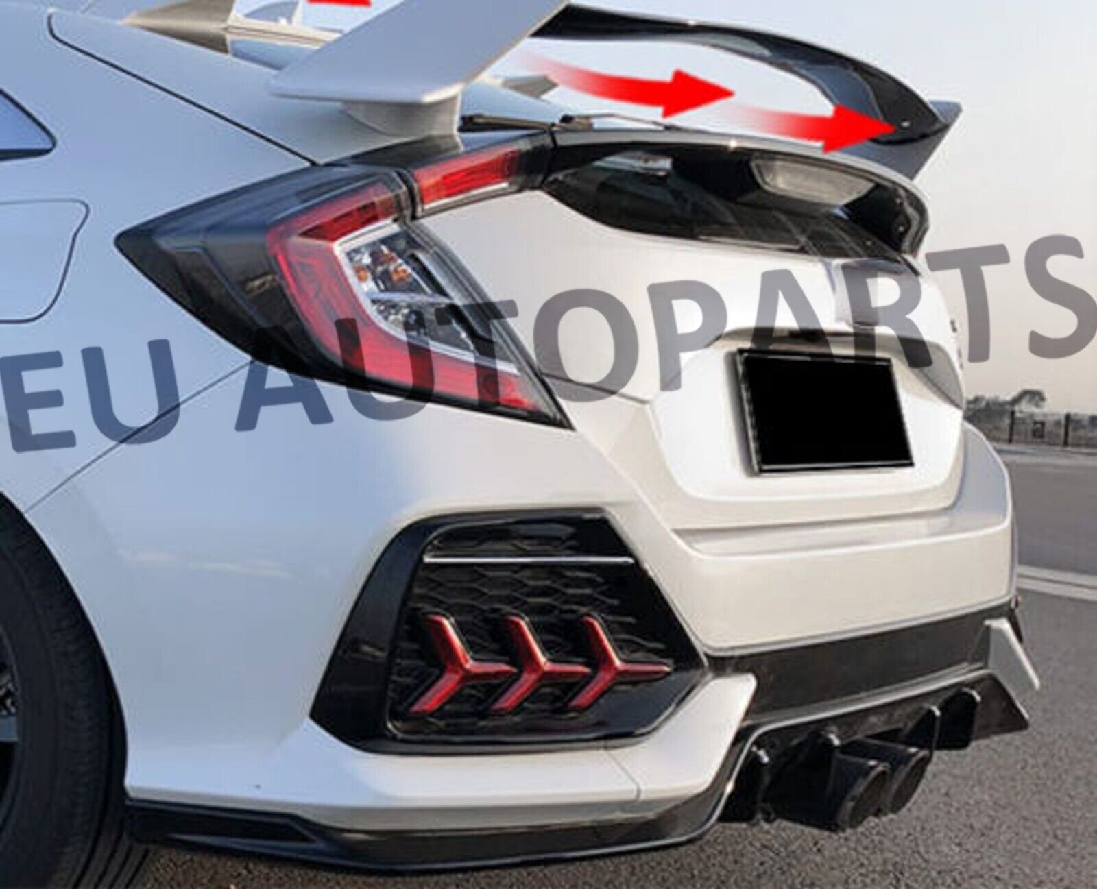 FOR HONDA CIVIC HATCHBACK R STYLE REAR ROOF SPOILER BOOT LIP HOOD SPOILER 2016+