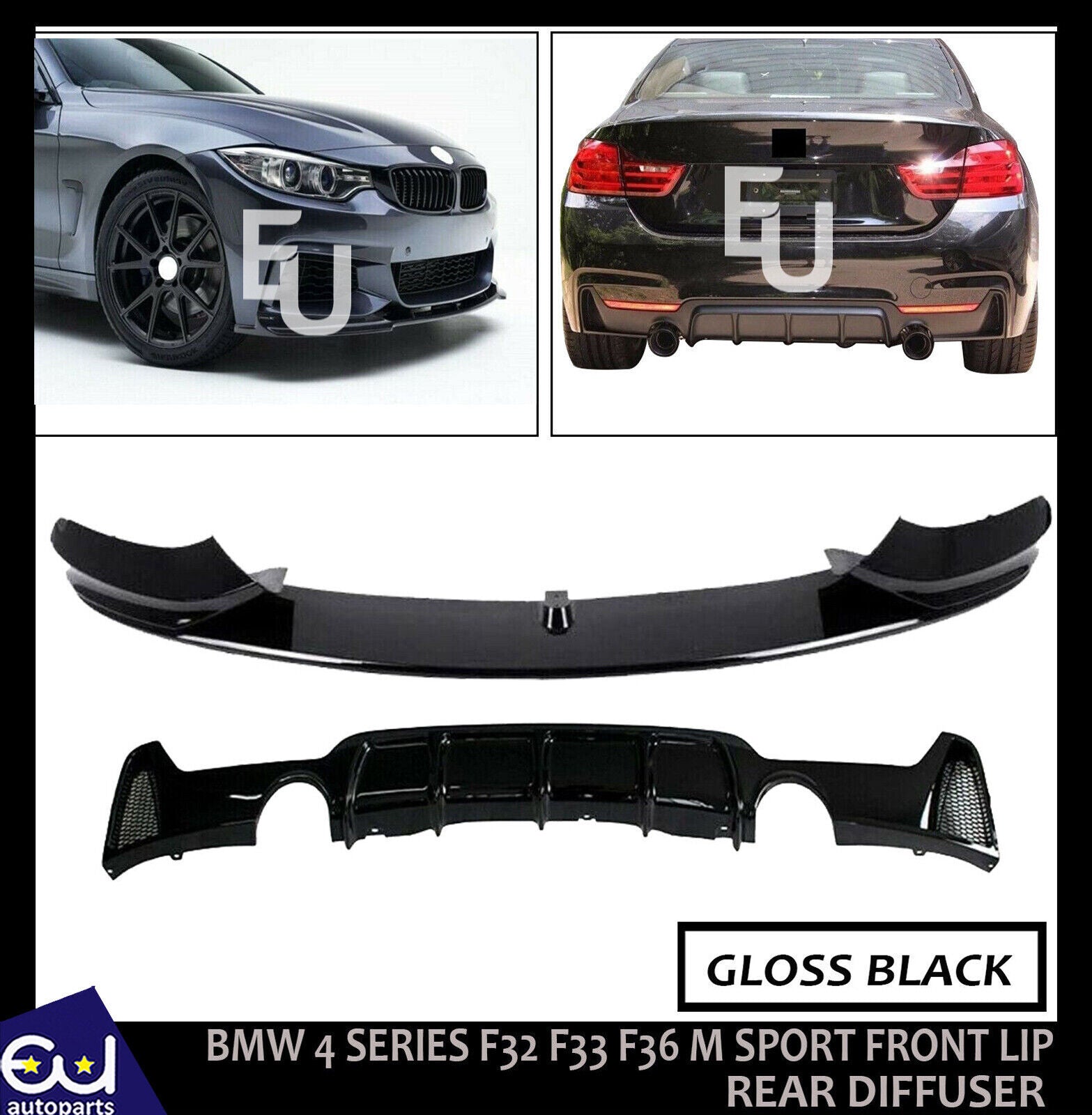 FOR BMW F32 F33 F36 4 SERIES  M SPORT REAR DIFFUSER FRONT SPLITTER
