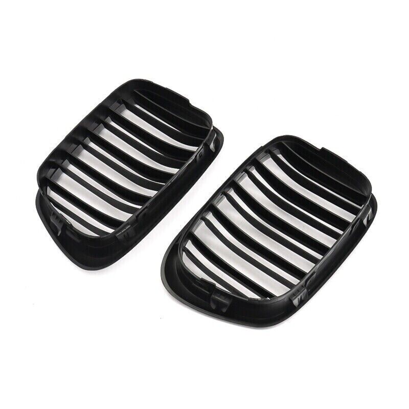 GLOSS BLACK TWIN SLATS FRONT KIDNEY GRILLE GRILL FOR BMW 5 SERIES E39 1995-2002