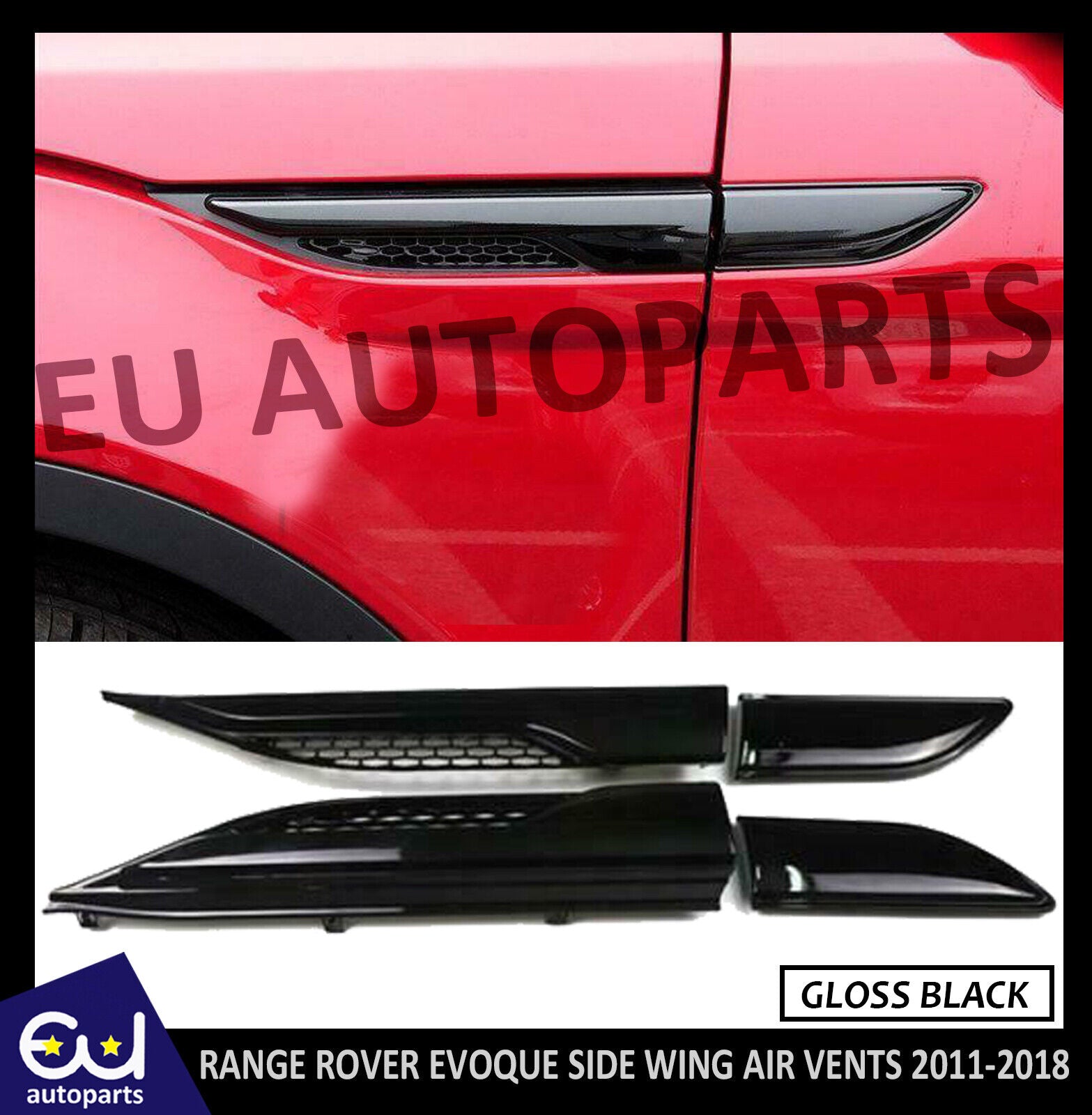 FOR RANGE ROVER EVOQUE GLOSS BLACK DYNAMIC SIDE WING AIR VENTS UPGRADE