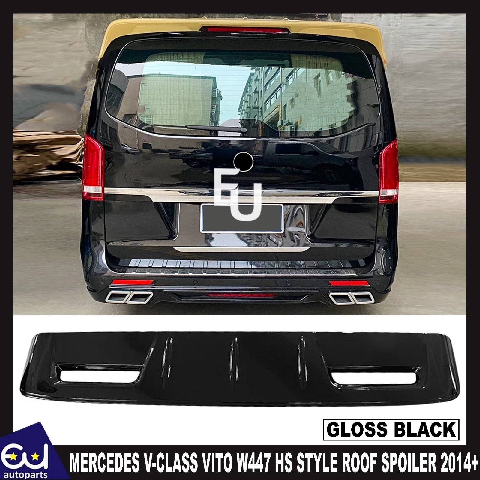 FOR MERCEDES V-CLASS VITO W447 REAR ROOF TAILIGATE SPOILER HS STYLE GLOSS 2014+