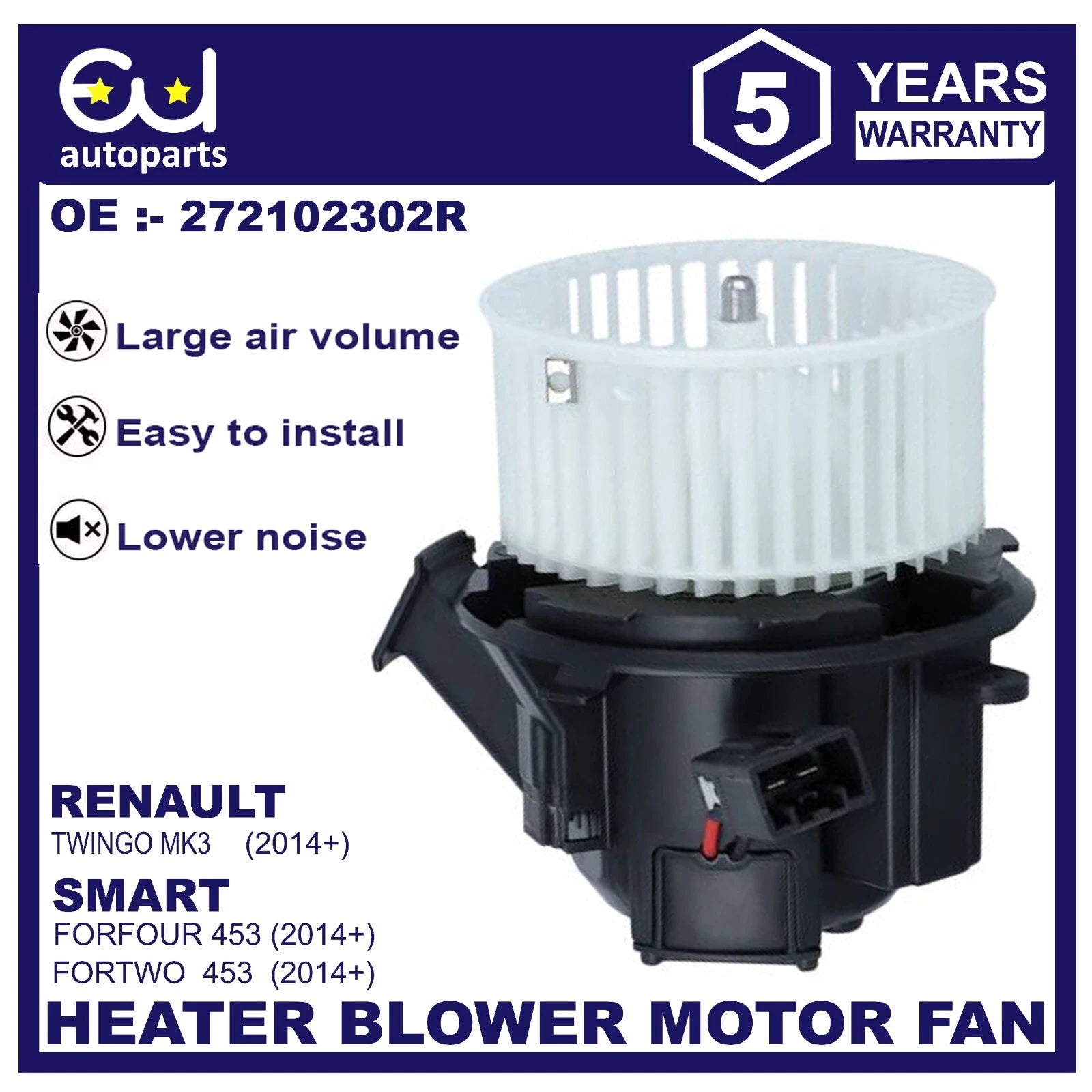 HEATER BLOWER MOTOR FAN FOR RENAULT TWINGO MK3 SMART FORTWO FORFOUR 453 0.9 1.0