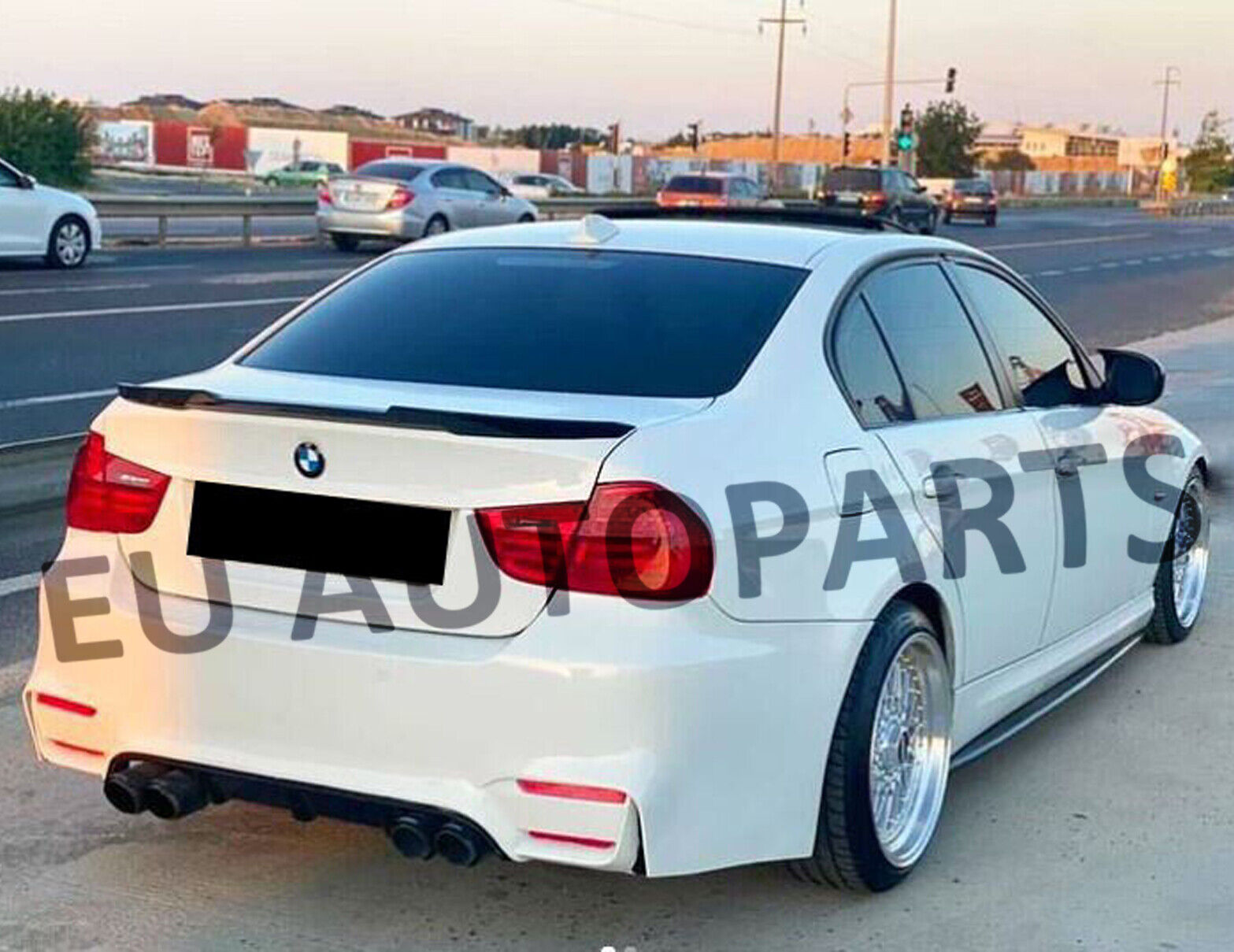 FOR BMW 3 SERIES E90 SALOON 2005-2011 M4 STYLE REAR BOOT SPOILER LIP GLOSS BLACK