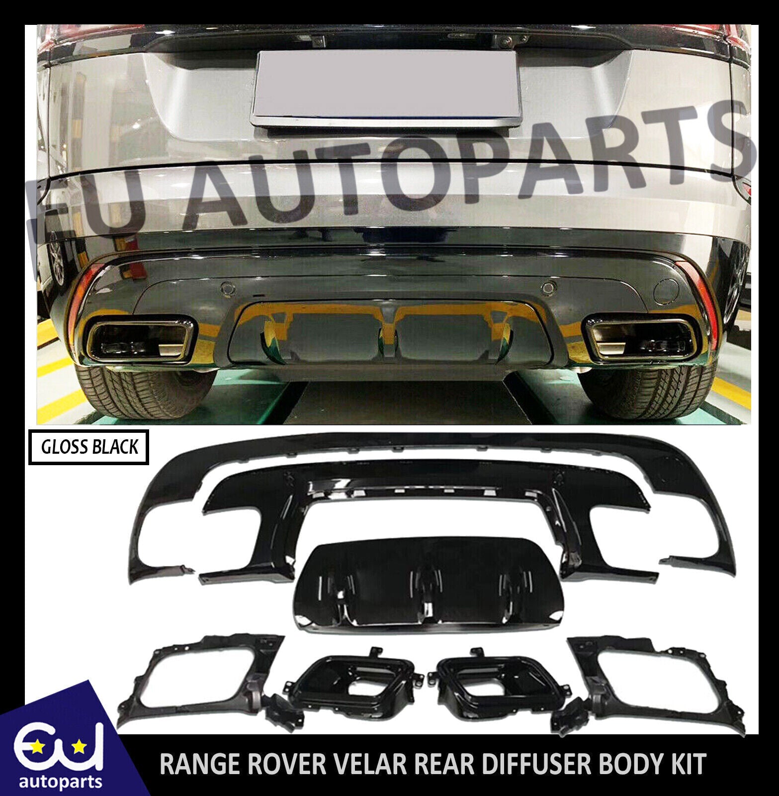 FOR RANGE ROVER VELAR REAR BUMPER DIFFUSER LIP R DYNAMIC LOOK BODYKIT