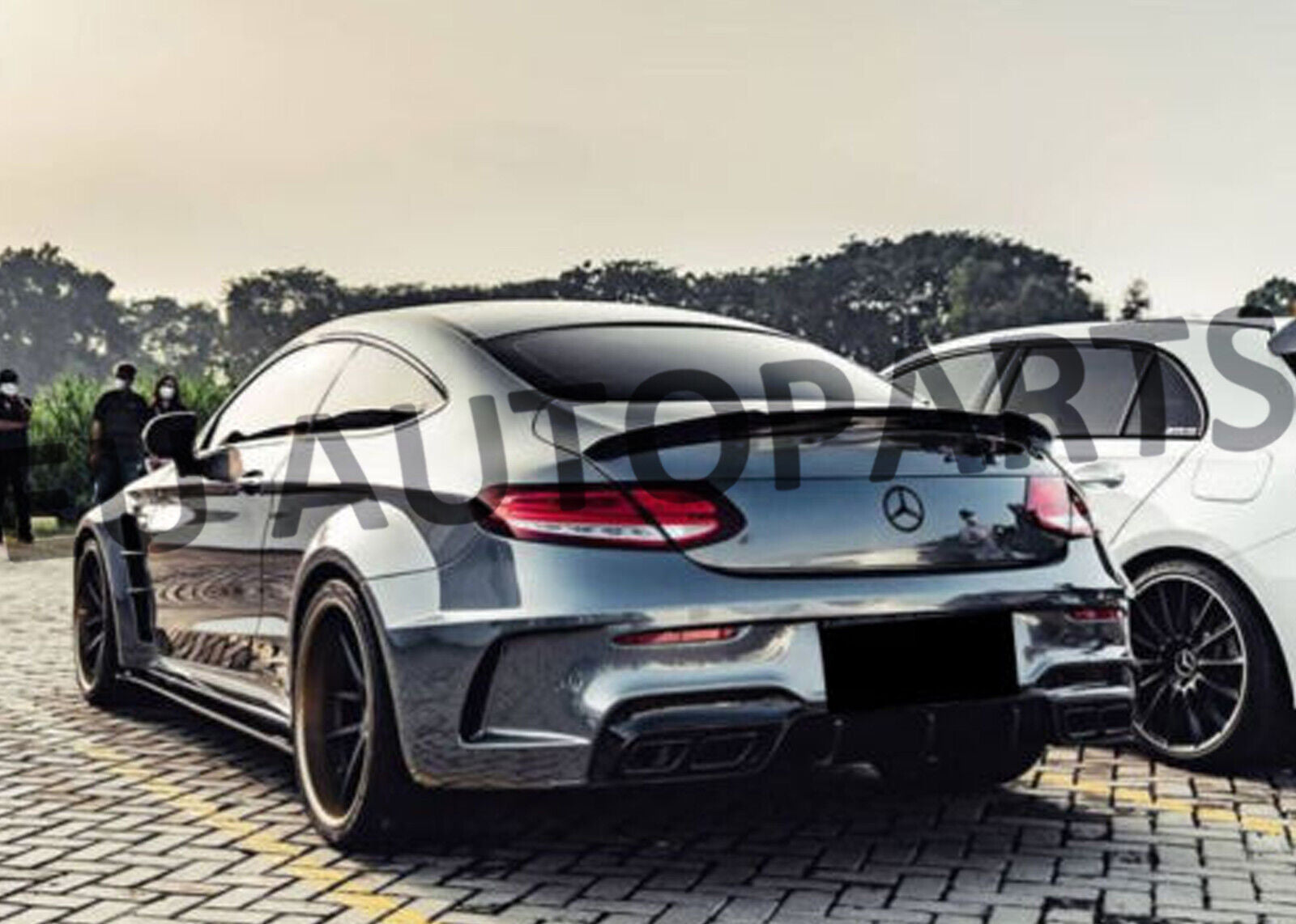 FOR MERCEDES C CLASS C205 COUPE BATMAN STYLE BOOT SPOILER GLOSS BLACK OEM FIT