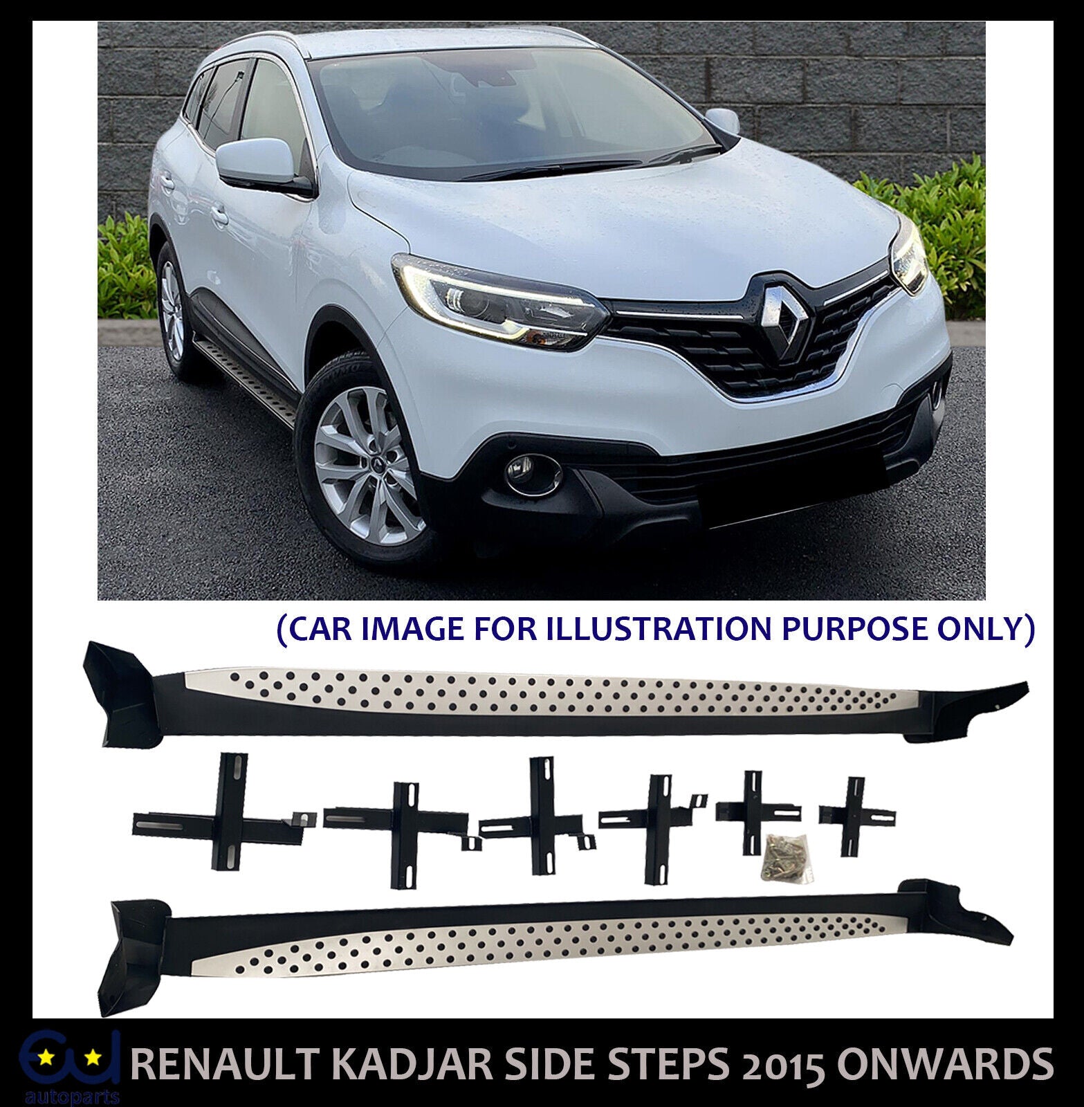 FOR RENAULT KADJAR RUNNING BOARDS SIDE STEPS BAR 2015+ INTEGRATED 100% DESIGN