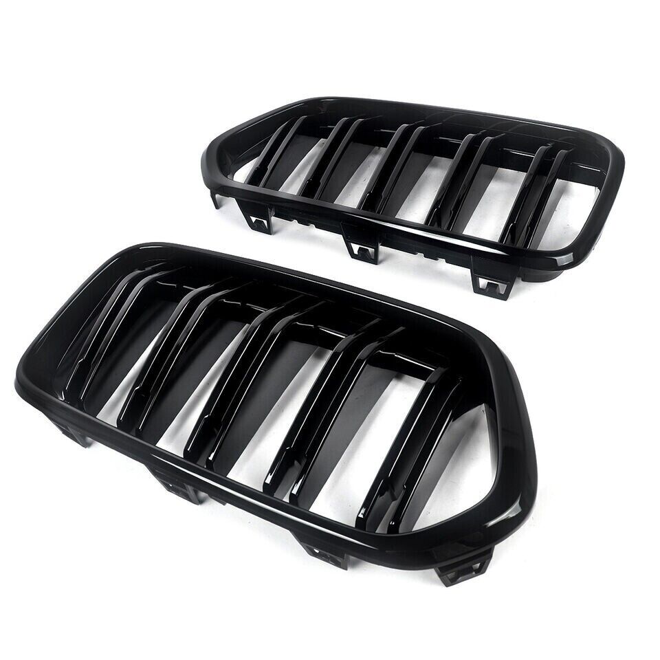 FOR BMW X2 SERIES F39 DOUBLE FRONT KIDNEY GRILLE GRILL GLOSS BLACK 2017-23
