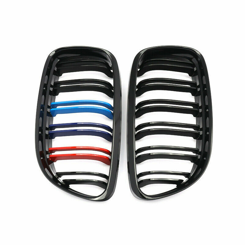 M COLOR BLACK TWIN BAR KIDNEY GRILLE GRILL FOR BMW 3 SERIES E90 E91 LCI 08-2011